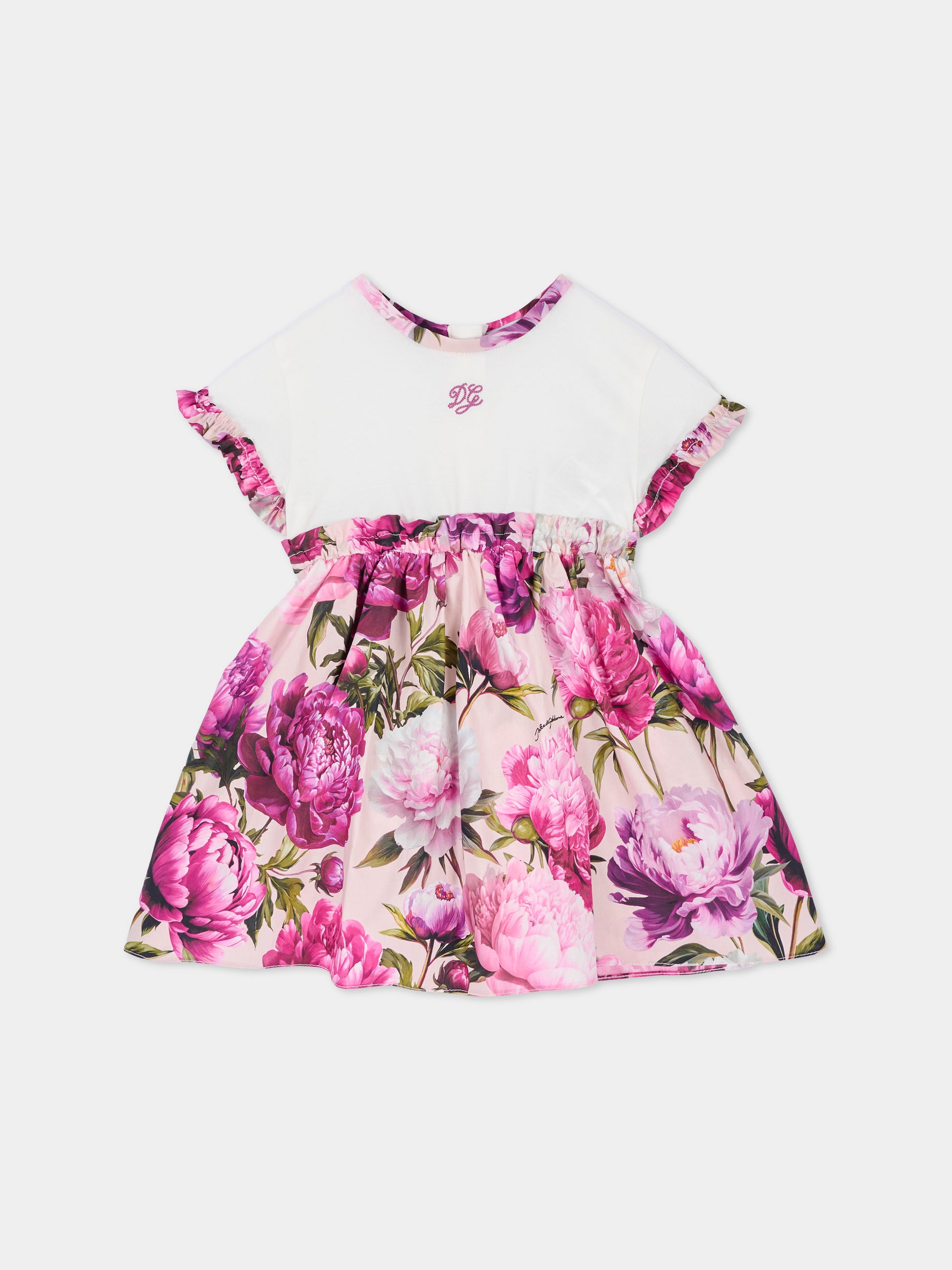 Abito elegante rosa per neonata floreale,Dolce & Gabbana Kids,L2JDBQ G7QZY S9000