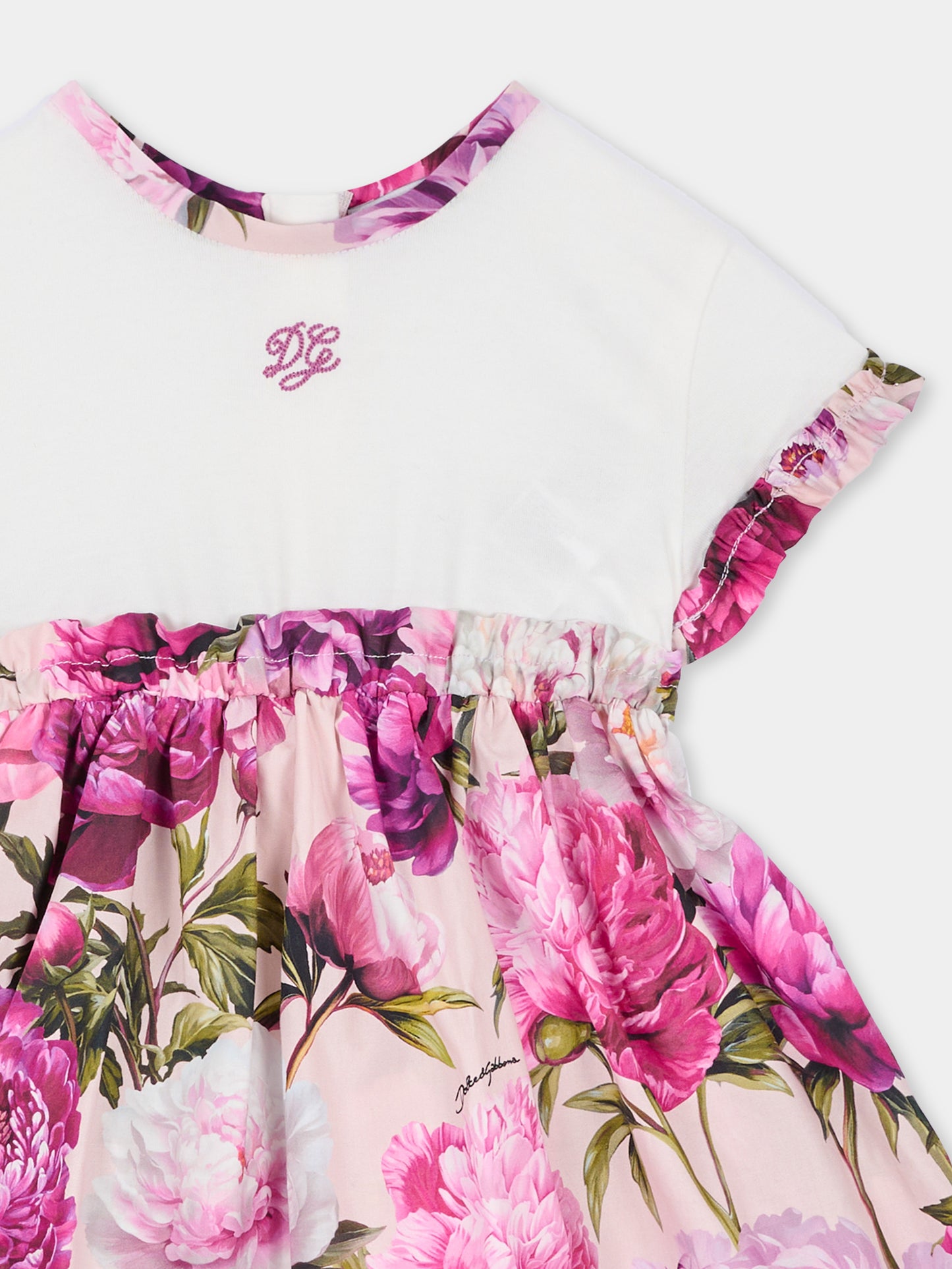 Abito elegante rosa per neonata floreale,Dolce & Gabbana Kids,L2JDBQ G7QZY S9000