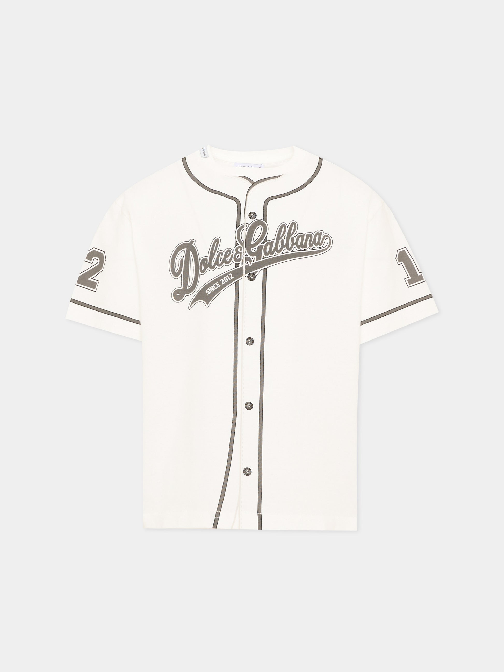 T-shirt avorio per bambini con logo,Dolce & Gabbana Kids,L4JTHV G7P6T HA6GA