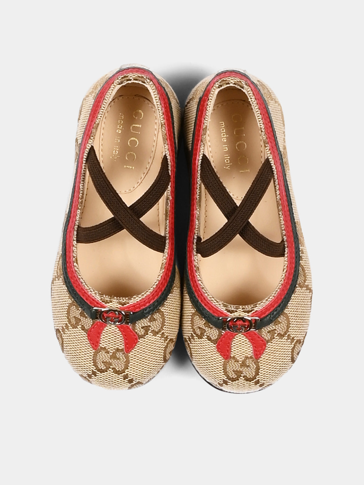 Ballerine beige per bambina con Jacquard GG,Gucci Kids,873044 FAF5H 9645