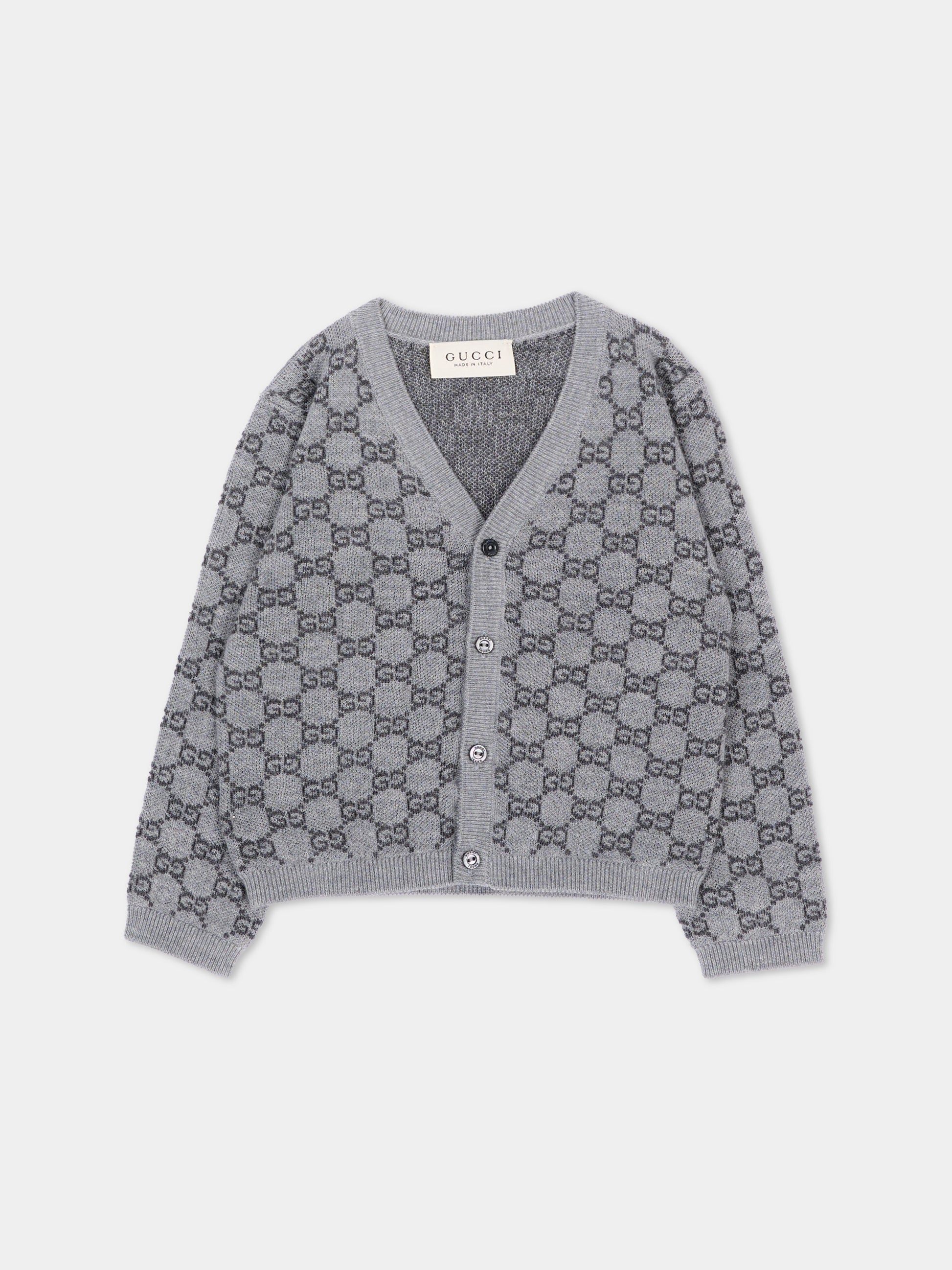 Cardigan grigio monogramma GG per neonato,Gucci Kids,834348 XKEZP 1018