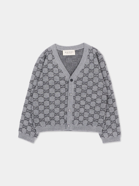 Cardigan grigio monogramma GG per neonato,Gucci Kids,834348 XKEZP 1018