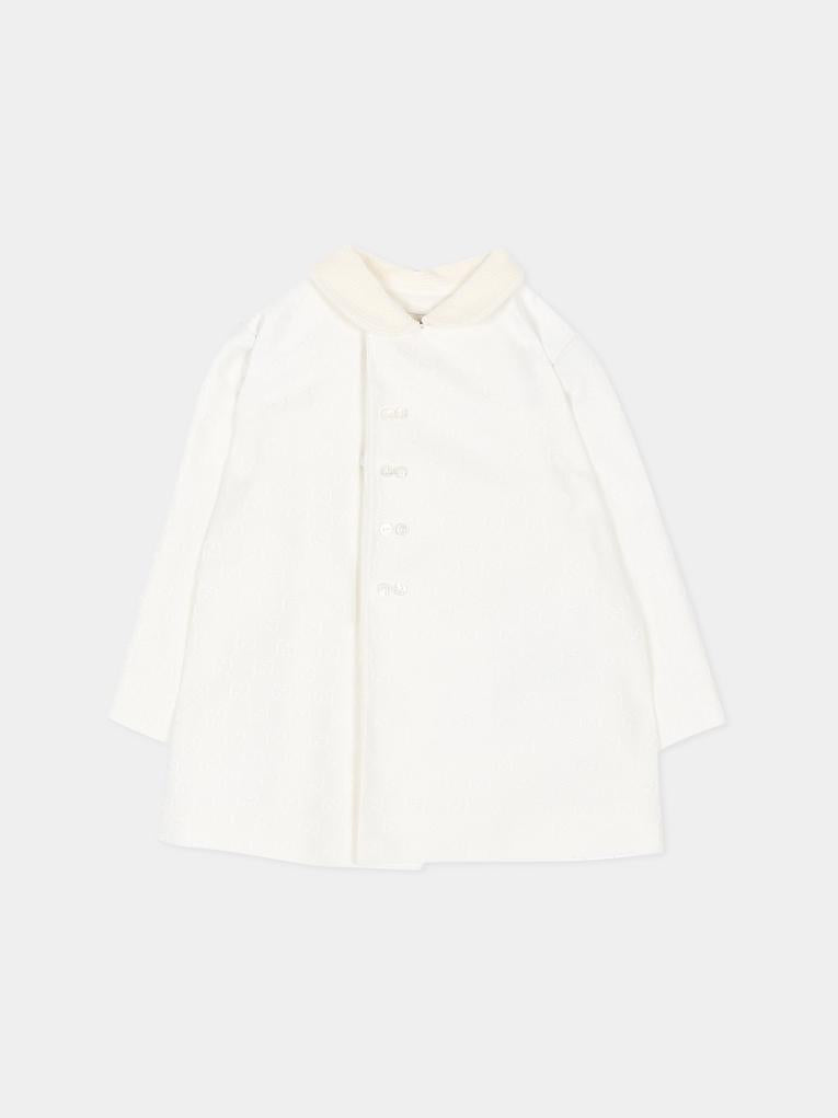 Cappotto avorio per neonato Jacquard GG