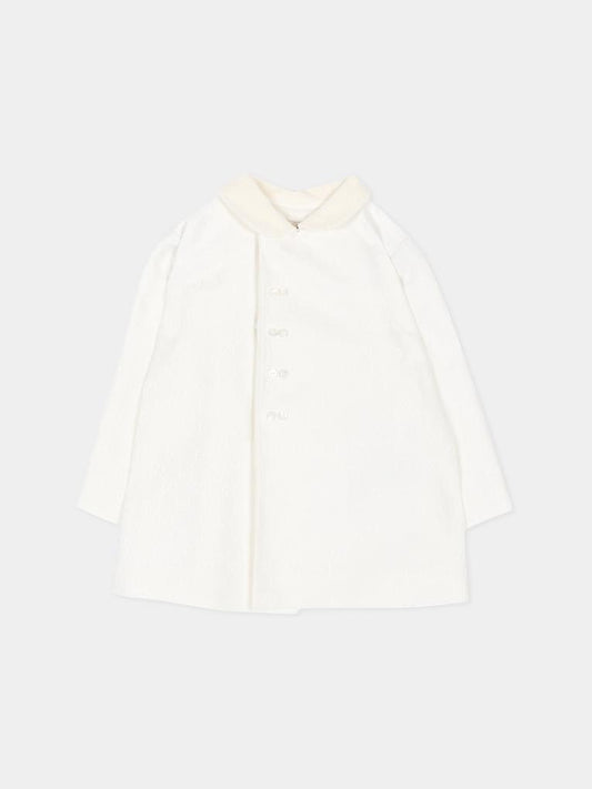 Cappotto avorio per neonato Jacquard GG