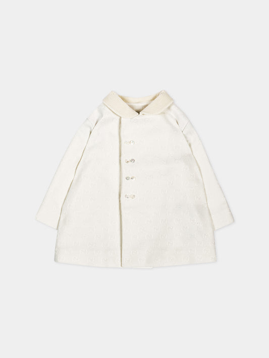 Cappotto avorio per neonato Jacquard GG,Gucci Kids,863983 XWA9R 9799