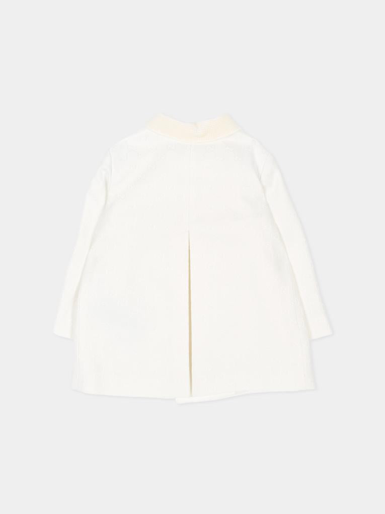 Cappotto avorio per neonato Jacquard GG