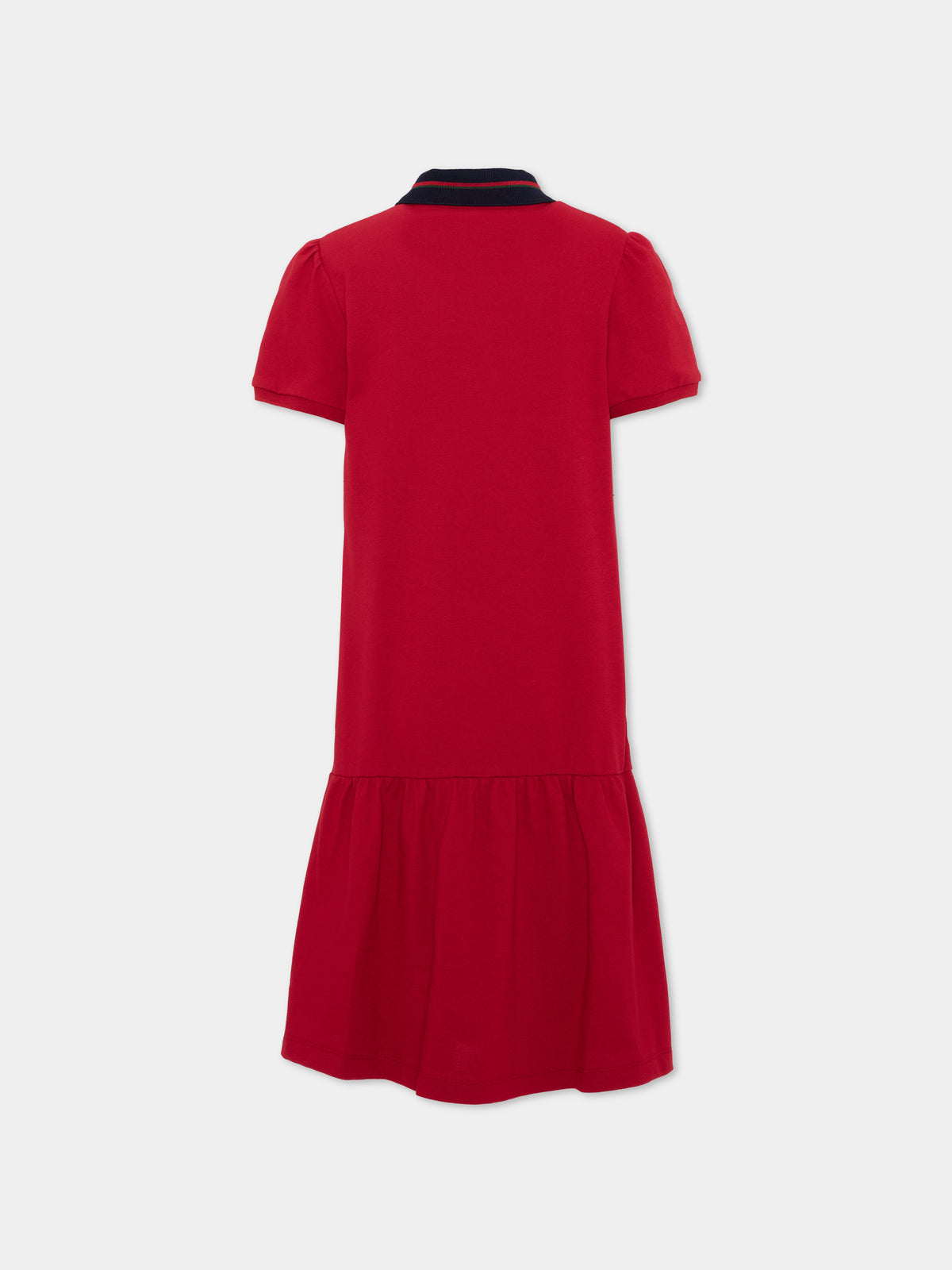 Vestito rosso per bambina con colletto