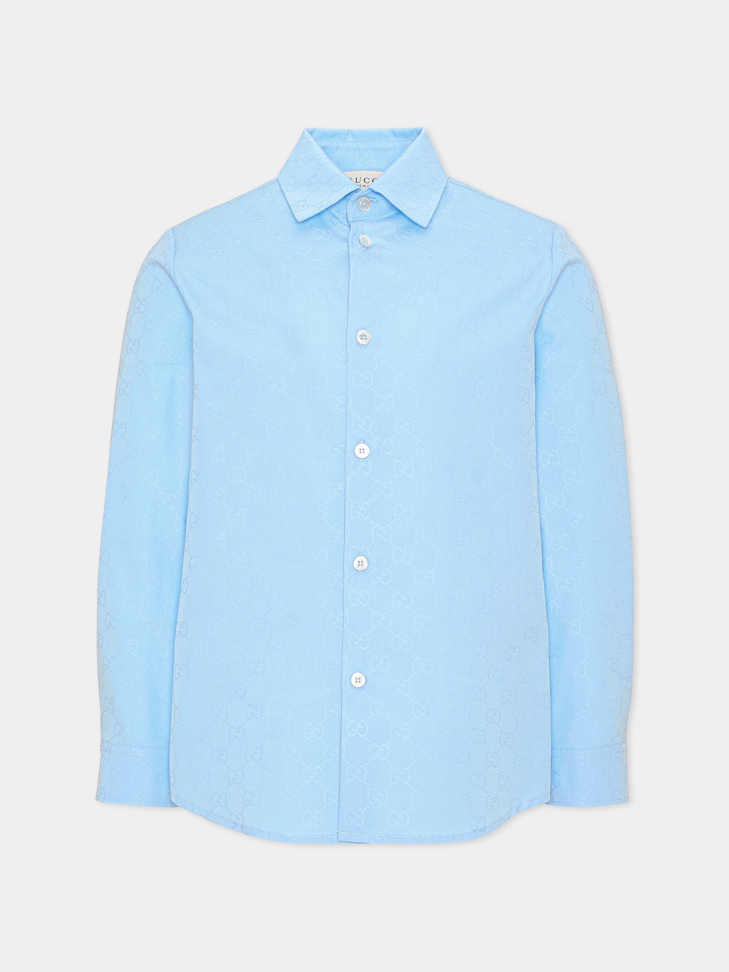 Camicia a manica lunga celeste per bambino,Gucci Kids,870268 XWA9G 4774