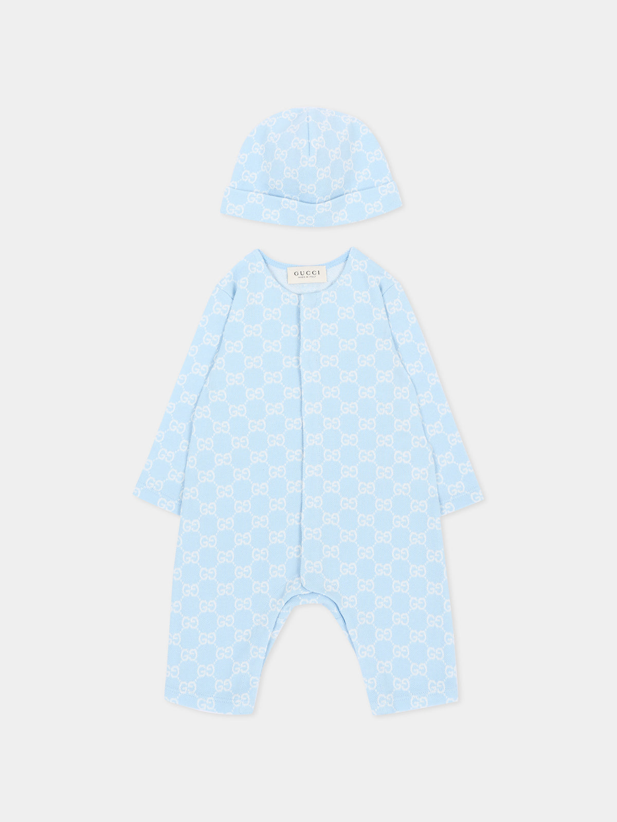 Set Tutina celeste per neonato monogramma GG,Gucci Kids,870882 XJHA9 4914
