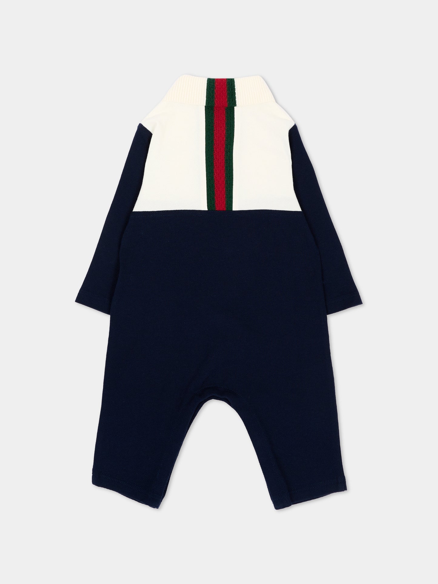 Tutina blu bicolore per neonato,Gucci Kids,870880 XJHVF 4306