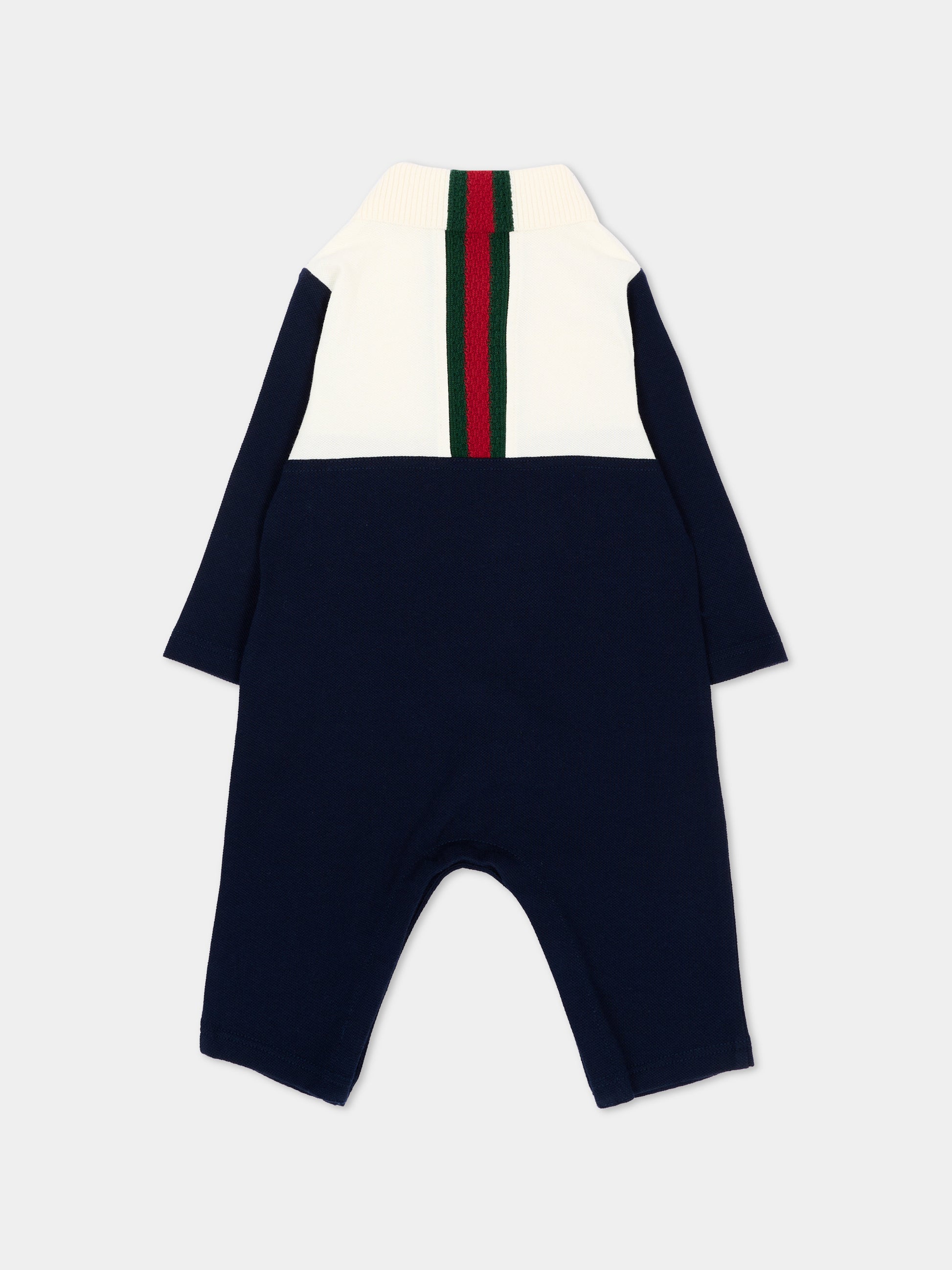 Tutina blu bicolore per neonato,Gucci Kids,870880 XJHVF 4306