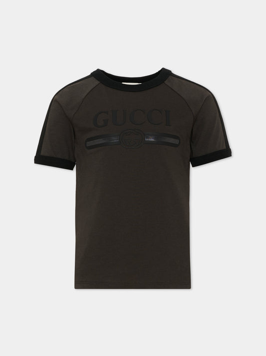 T-shirt nera per bambini con logo
