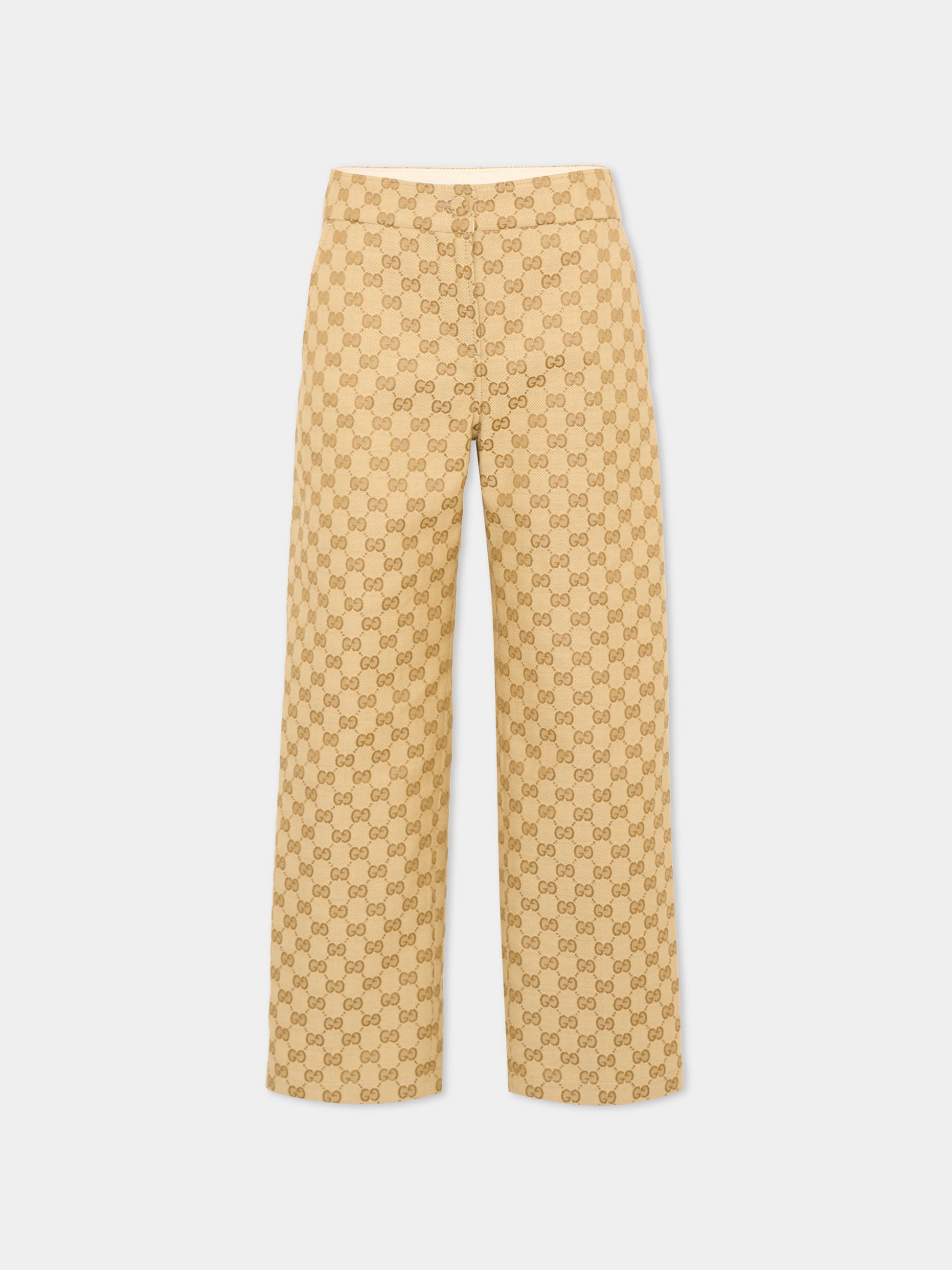 Pantalone beige monogramma GG per bambina,Gucci Kids,866669 XWA9A 2061