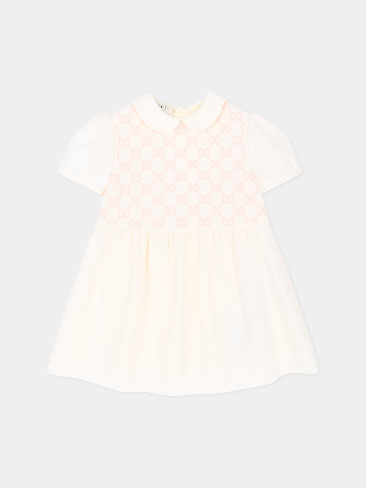 Abito elegante avorio per neonata con monogram GG,Gucci Kids,866851 ZAI9G 9172