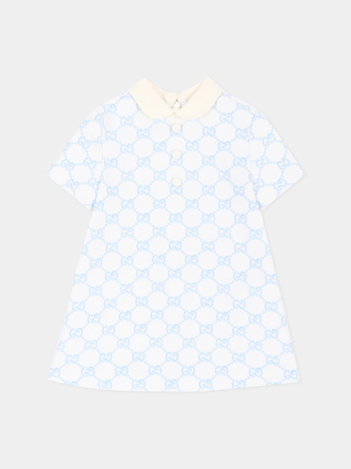 Vestito avorio per neonata con monogram GG