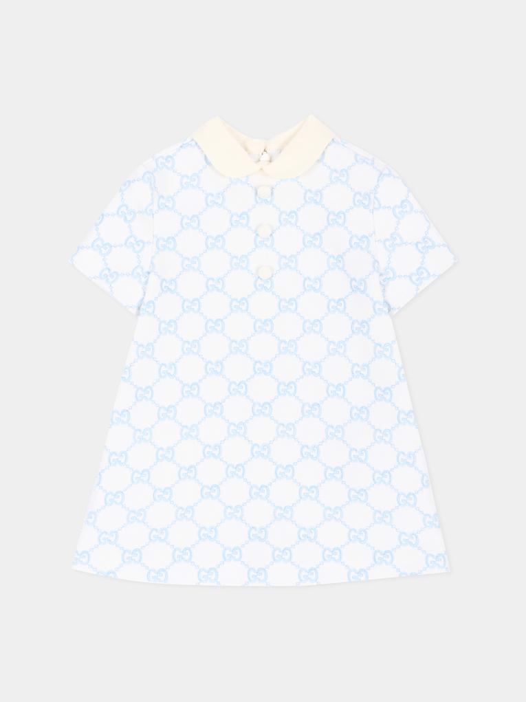 Vestito avorio per neonata con monogram GG,Gucci Kids,873441 XJHYR 9071