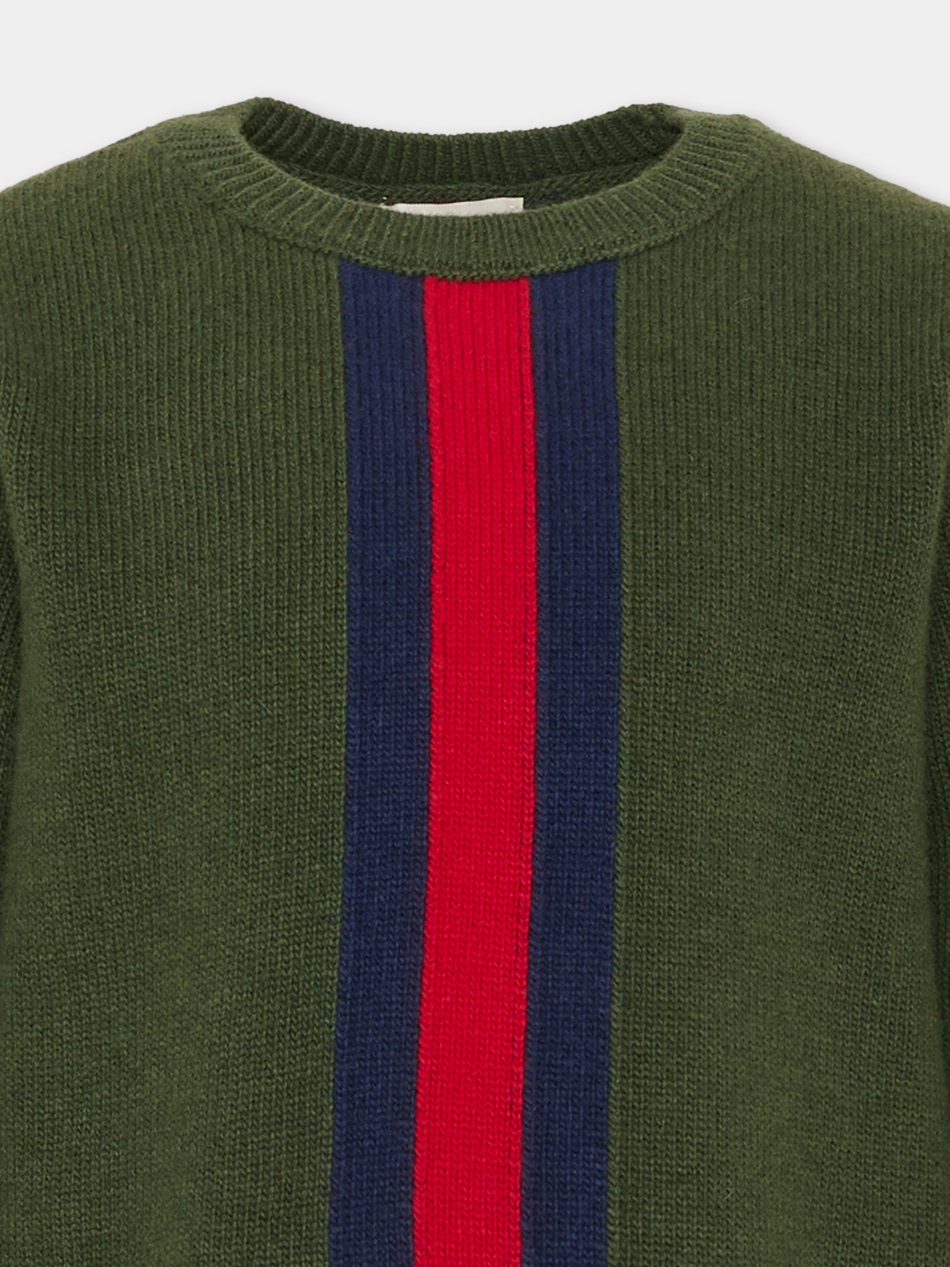 Maglione verde per bambini con dettaglio Web,Gucci Kids,867433 XKFNR 3008