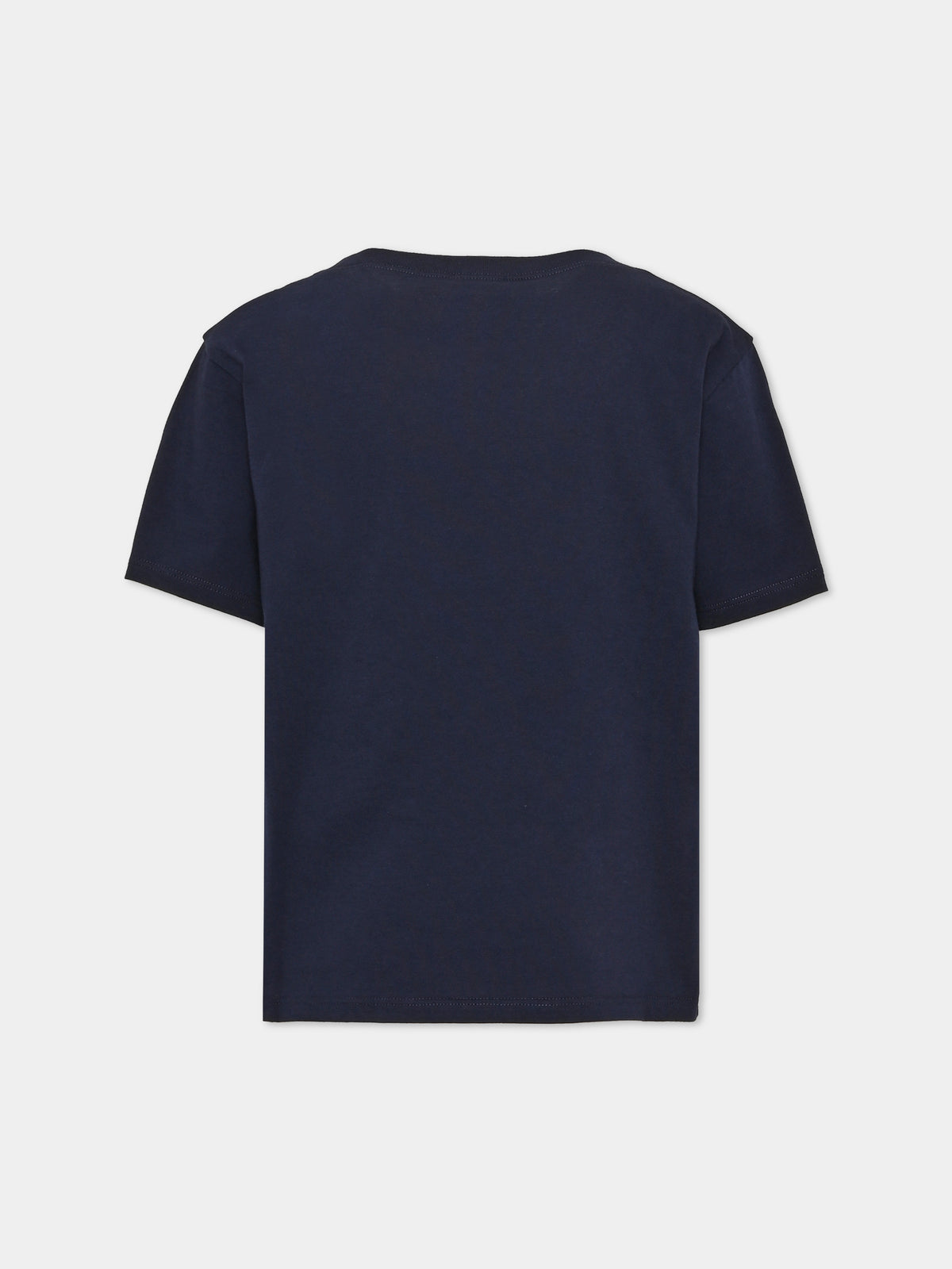 T-shirt a manica corta blu per bambino con logo,Gucci Kids,575114 XJHW7 4858
