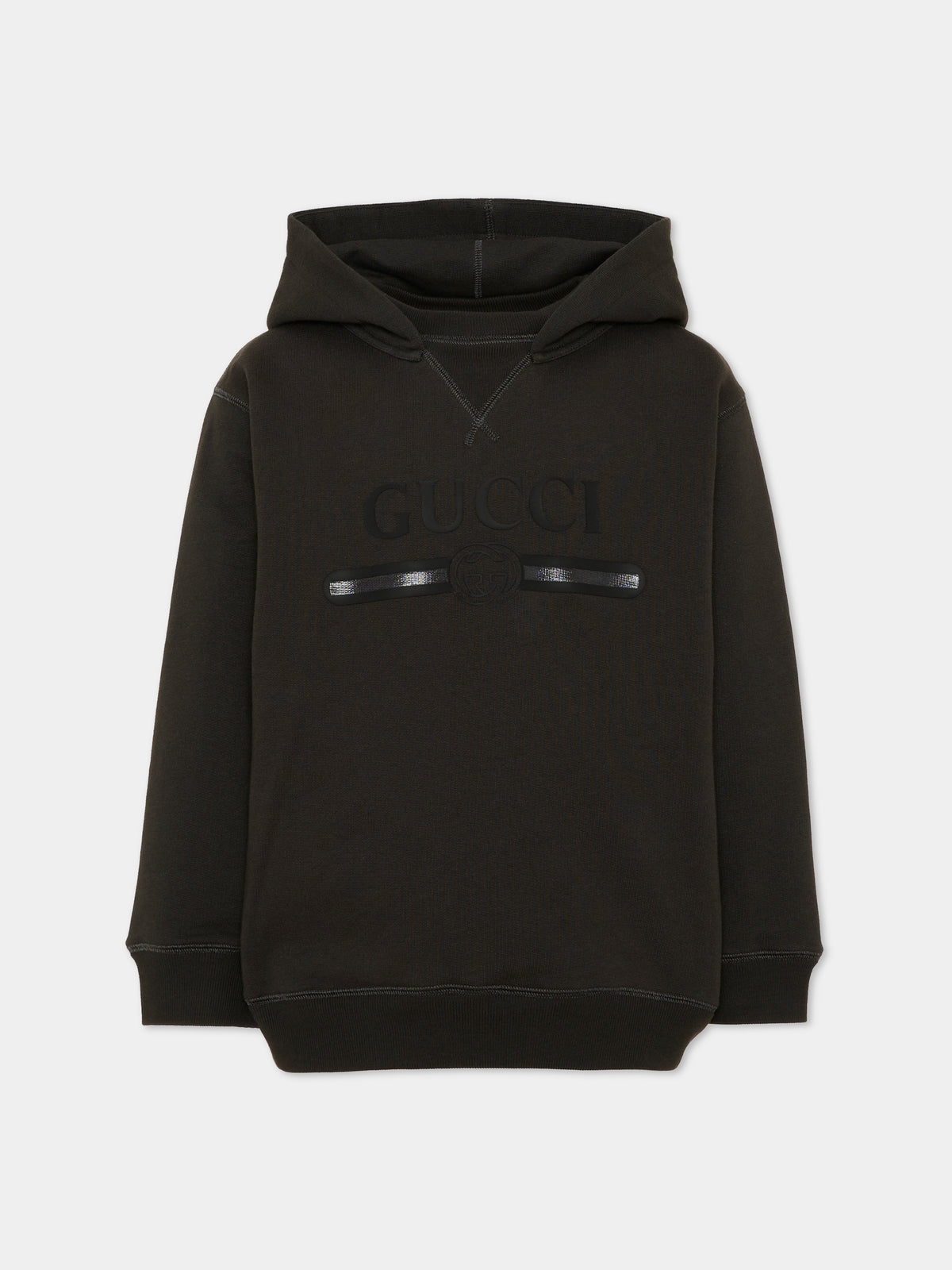 Felpa con cappuccio nera con logo per bambini