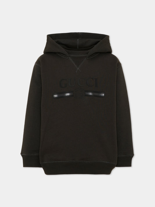 Felpa con cappuccio nera con logo
