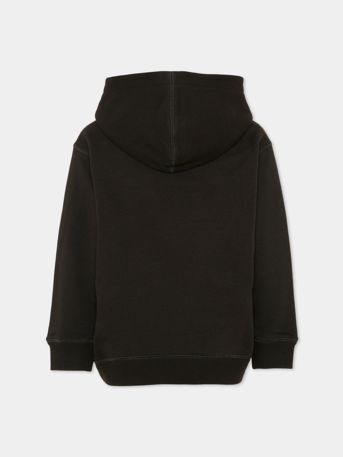 Felpa con cappuccio nera con logo per bambini