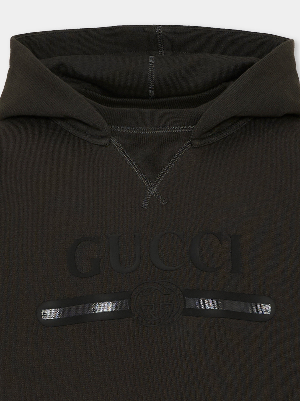 Felpa con cappuccio nera con logo per bambini