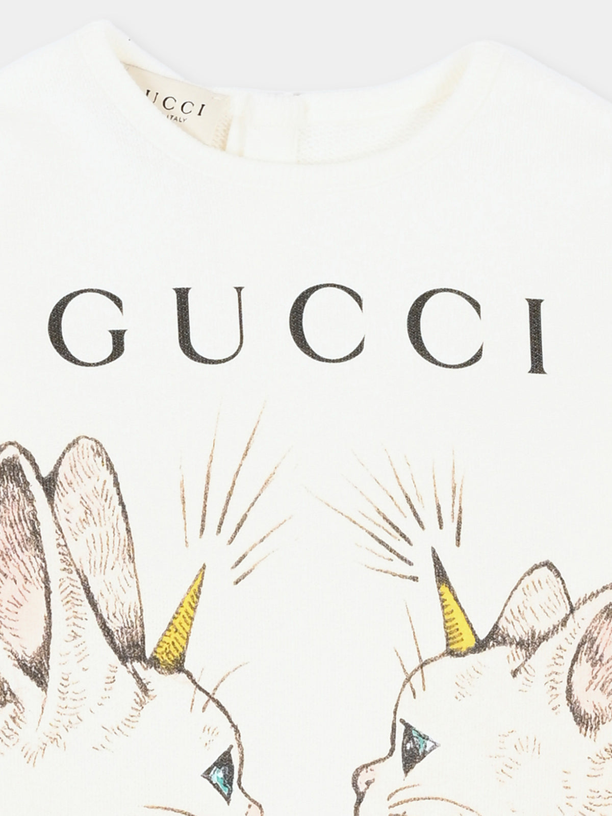 Felpa girocollo avorio per neonata con stampa,Gucci Kids,767900 XJHZB 9214