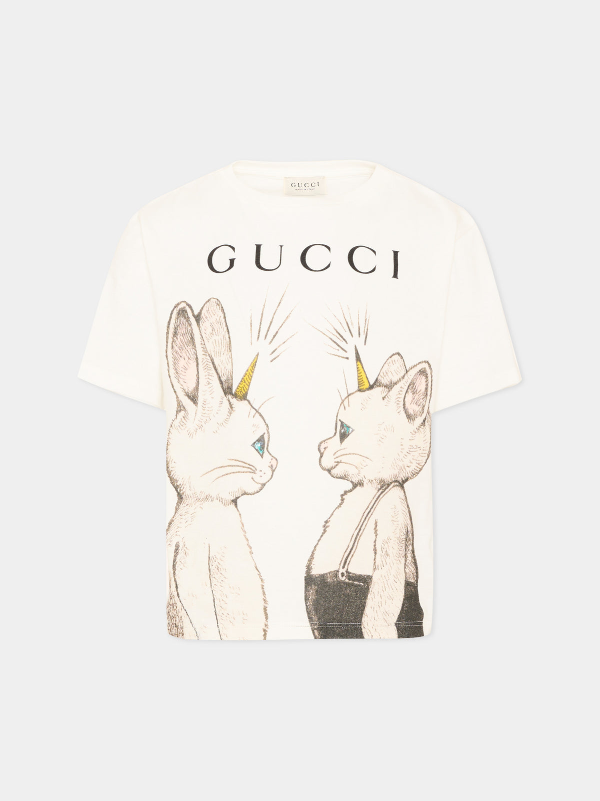 T-shirt bianca per bambina con stampa,Gucci Kids,835229 XJHXT 9214