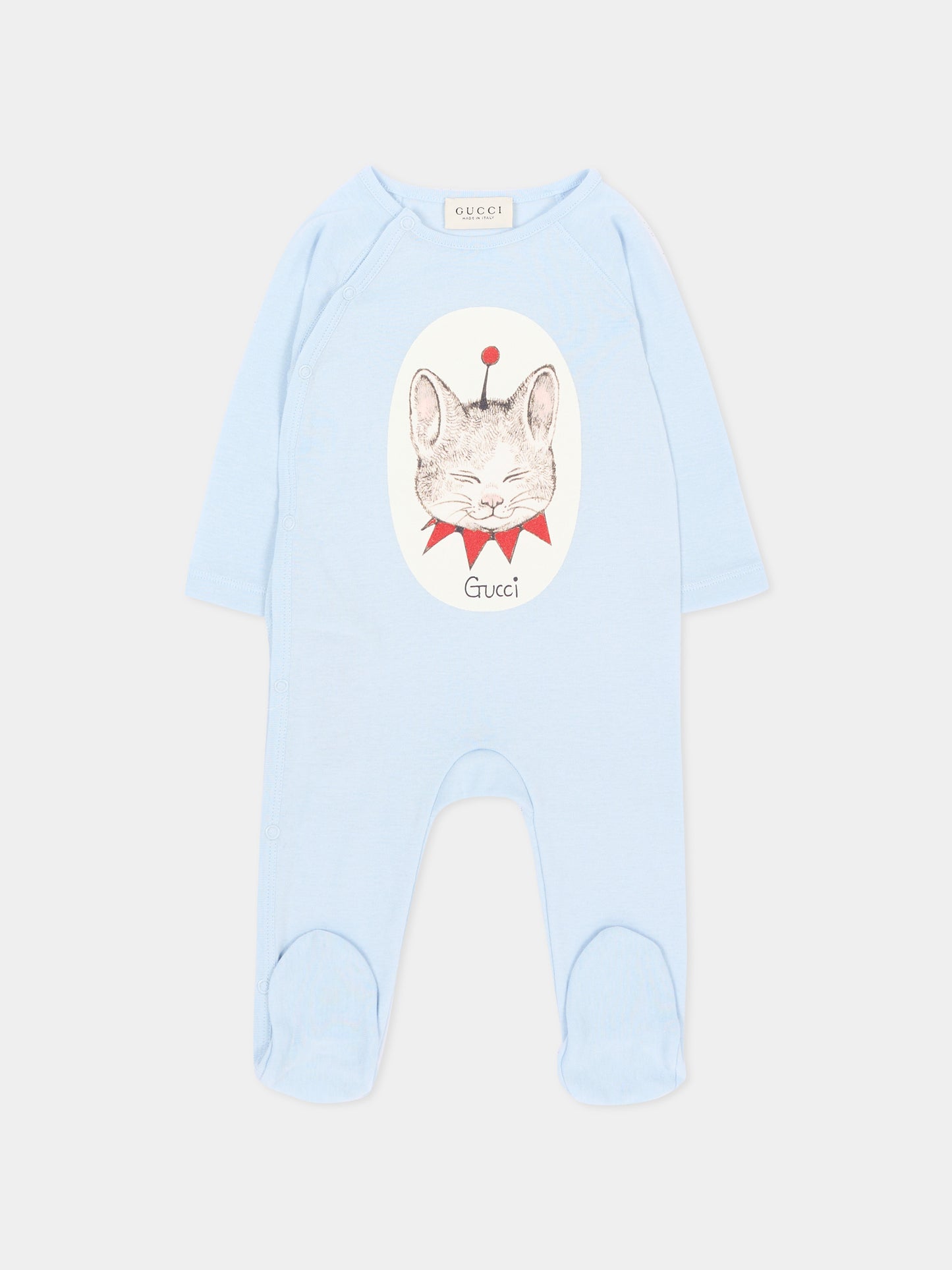 Set Tutine azzurro per neonato stampa gatto,Gucci Kids,873813 XJHZD 4454