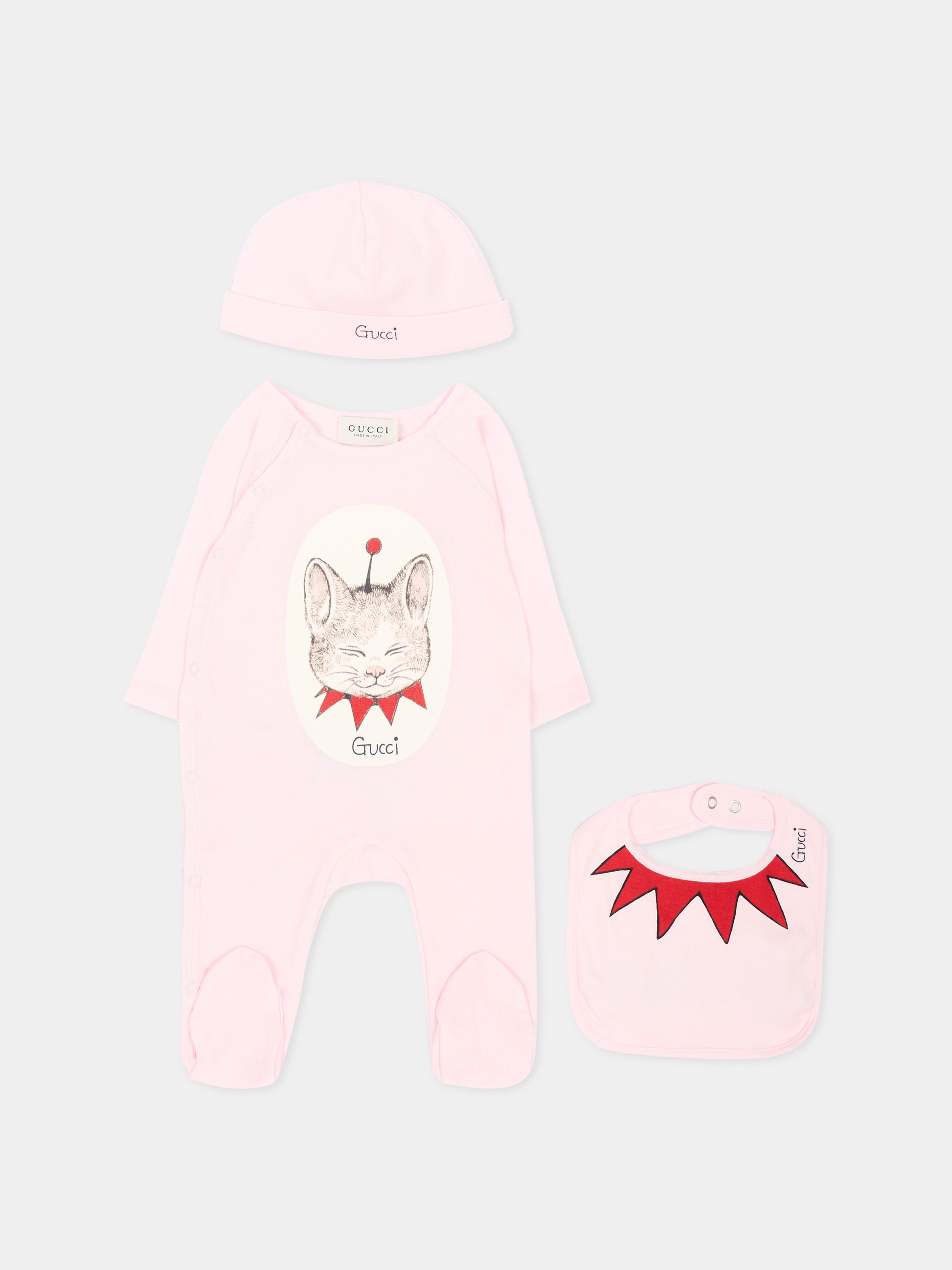 Set Tutine rosa per neonata stampato,Gucci Kids,873813 XJHZD 5595