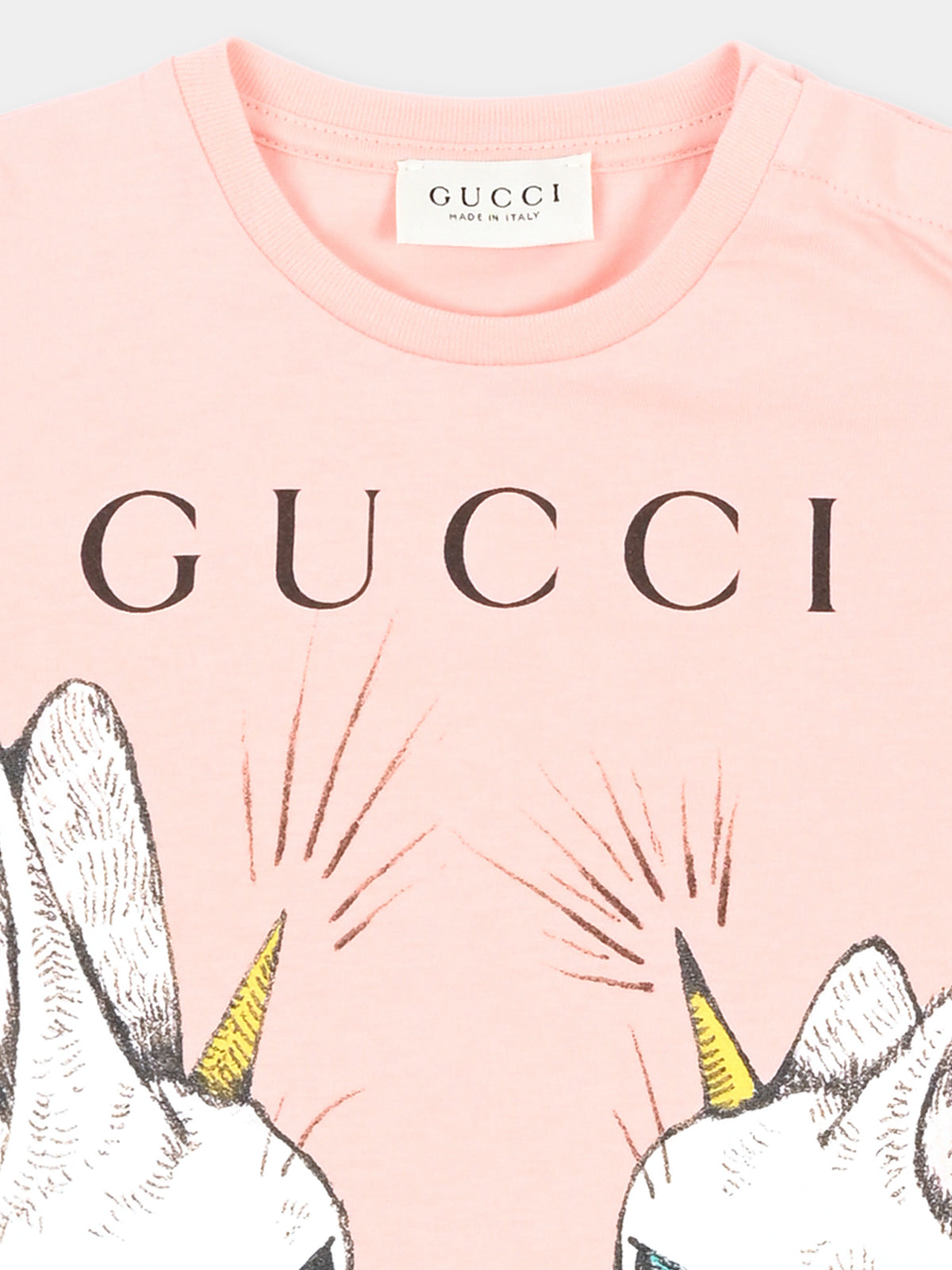 T-shirt a manica corta rosa per neonata con stampa,Gucci Kids,851411 XJHXT 5967