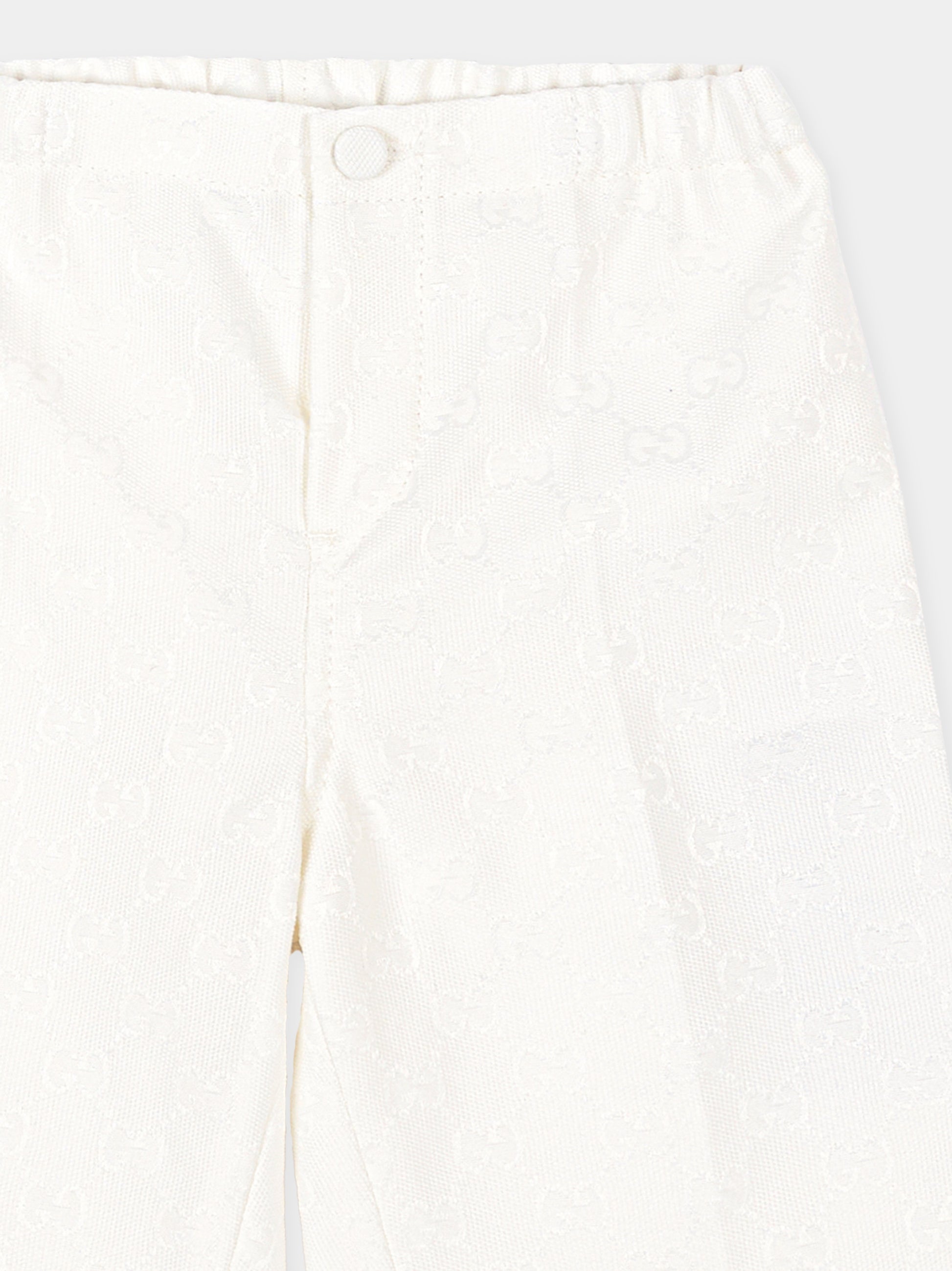Pantalone avorio Jacquard GG per neonato,Gucci Kids,870281 XWA9R 9003