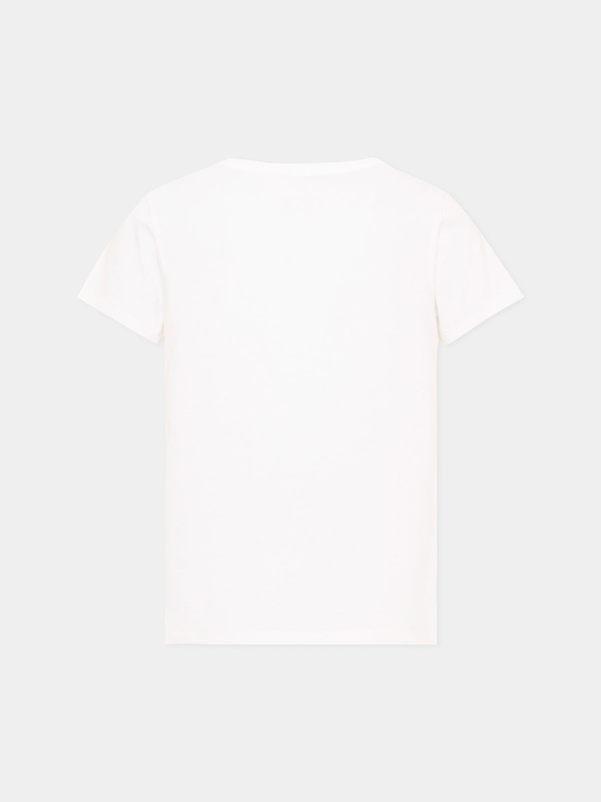 T-shirt a manica corta avorio per bambino stampa logo