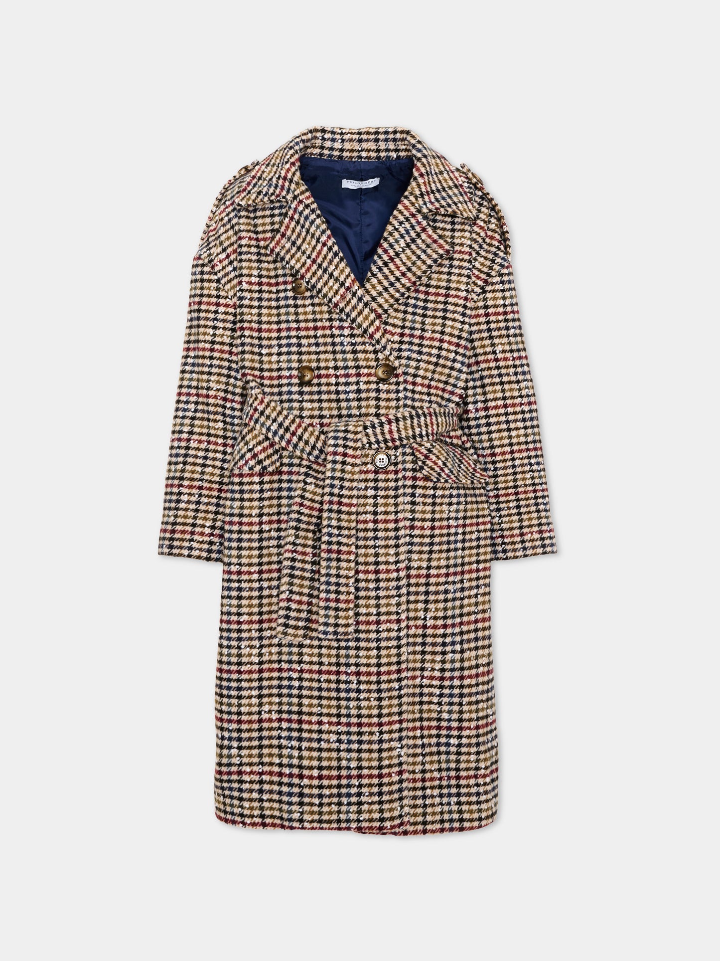Cappotto multicolor per bambina pied de poule,Philosophy,I1H101 8322 0084