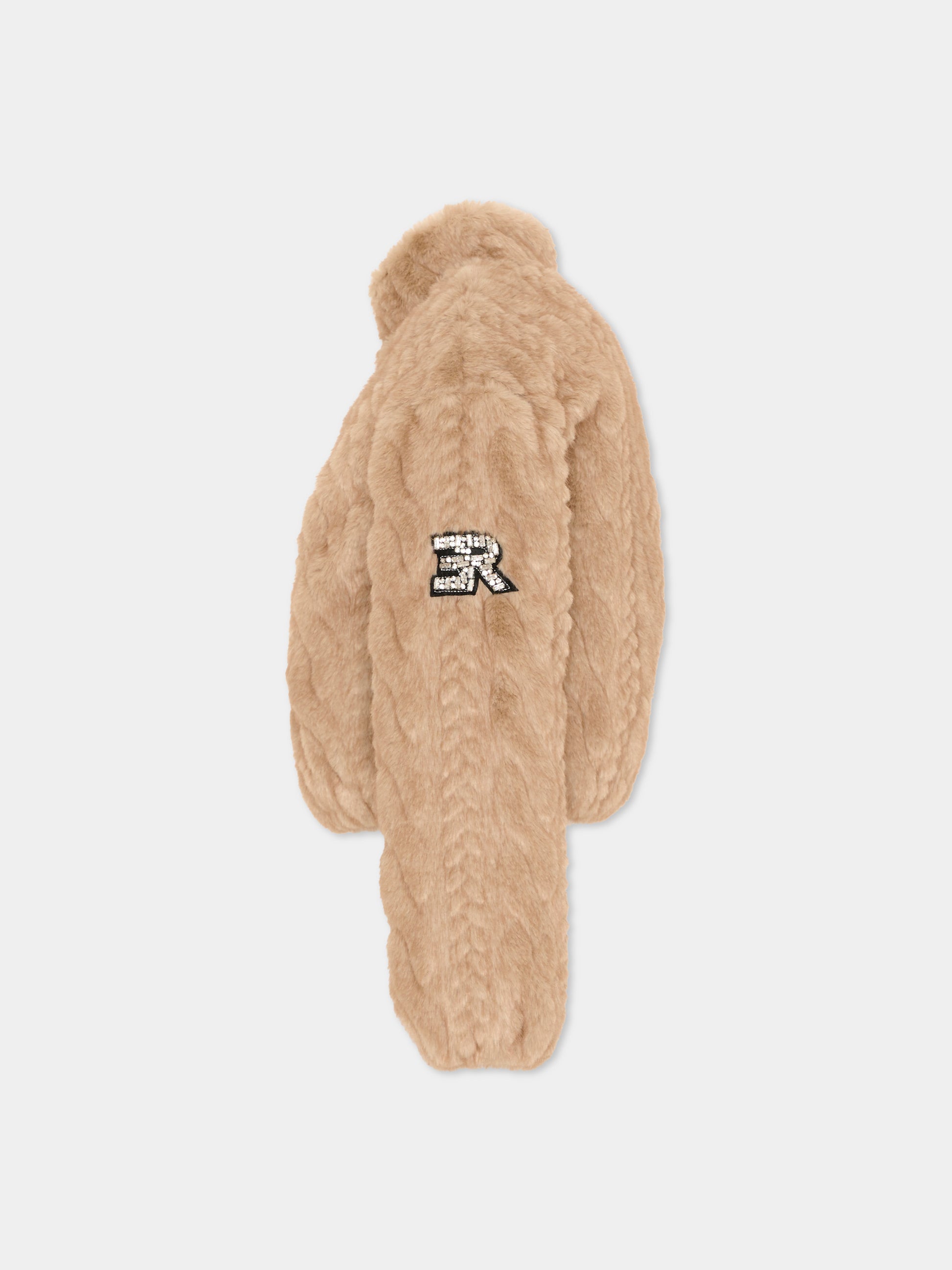 Ecopelliccia beige per bambina,Ermanno Scervino Junior,Z9H104 8094 0003