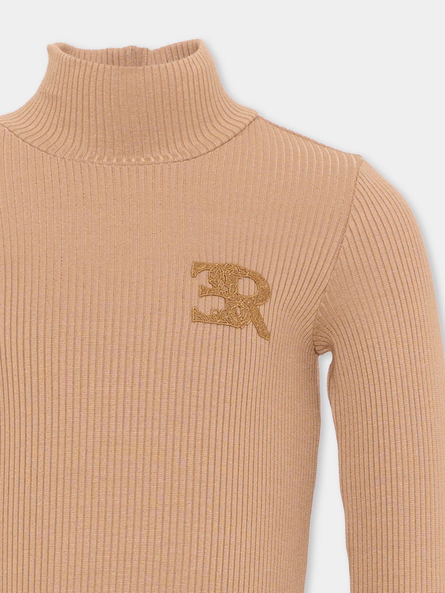 Dolcevita beige per bambina con logo,Ermanno Scervino Junior,Z1H610 8214 0003