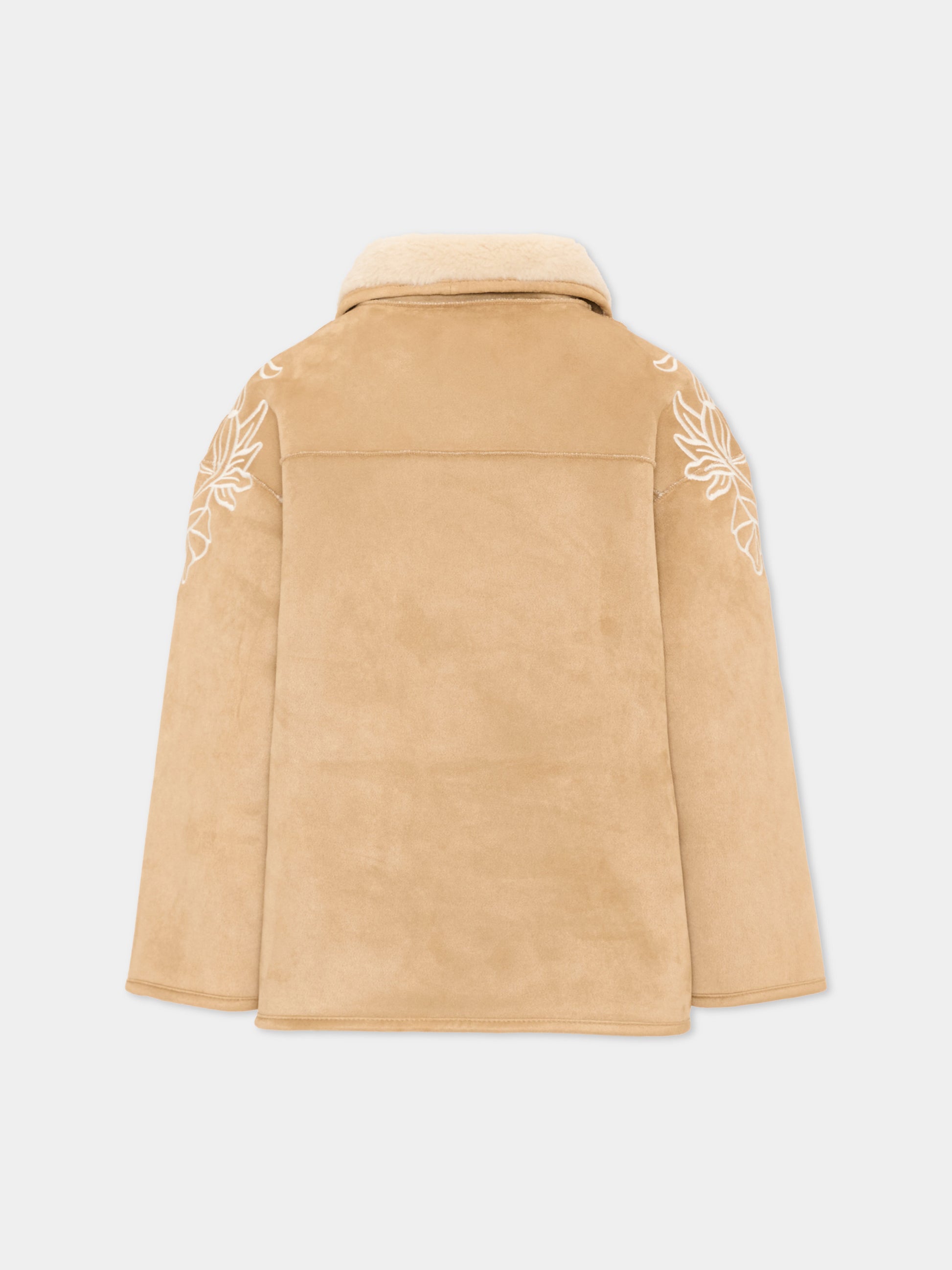 Ecopelliccia beige per bambina con ricami,Ermanno Scervino Junior,Z9H103 8093 0003