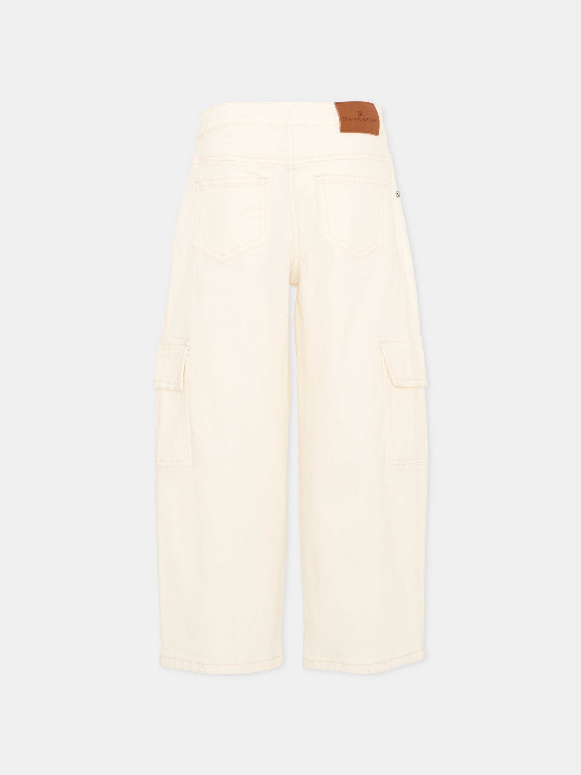 Jeans avorio per bambina cargo,Ermanno Scervino Junior,Z9H404 8097 0001