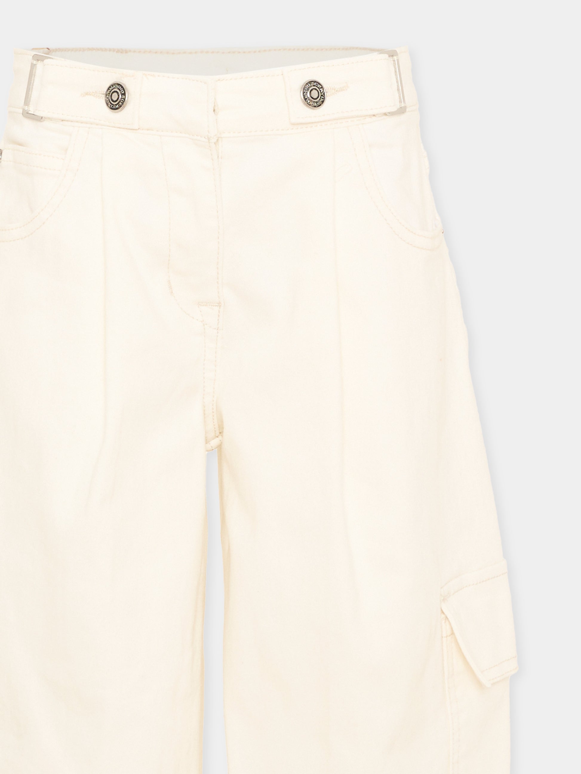 Jeans avorio per bambina cargo,Ermanno Scervino Junior,Z9H404 8097 0001
