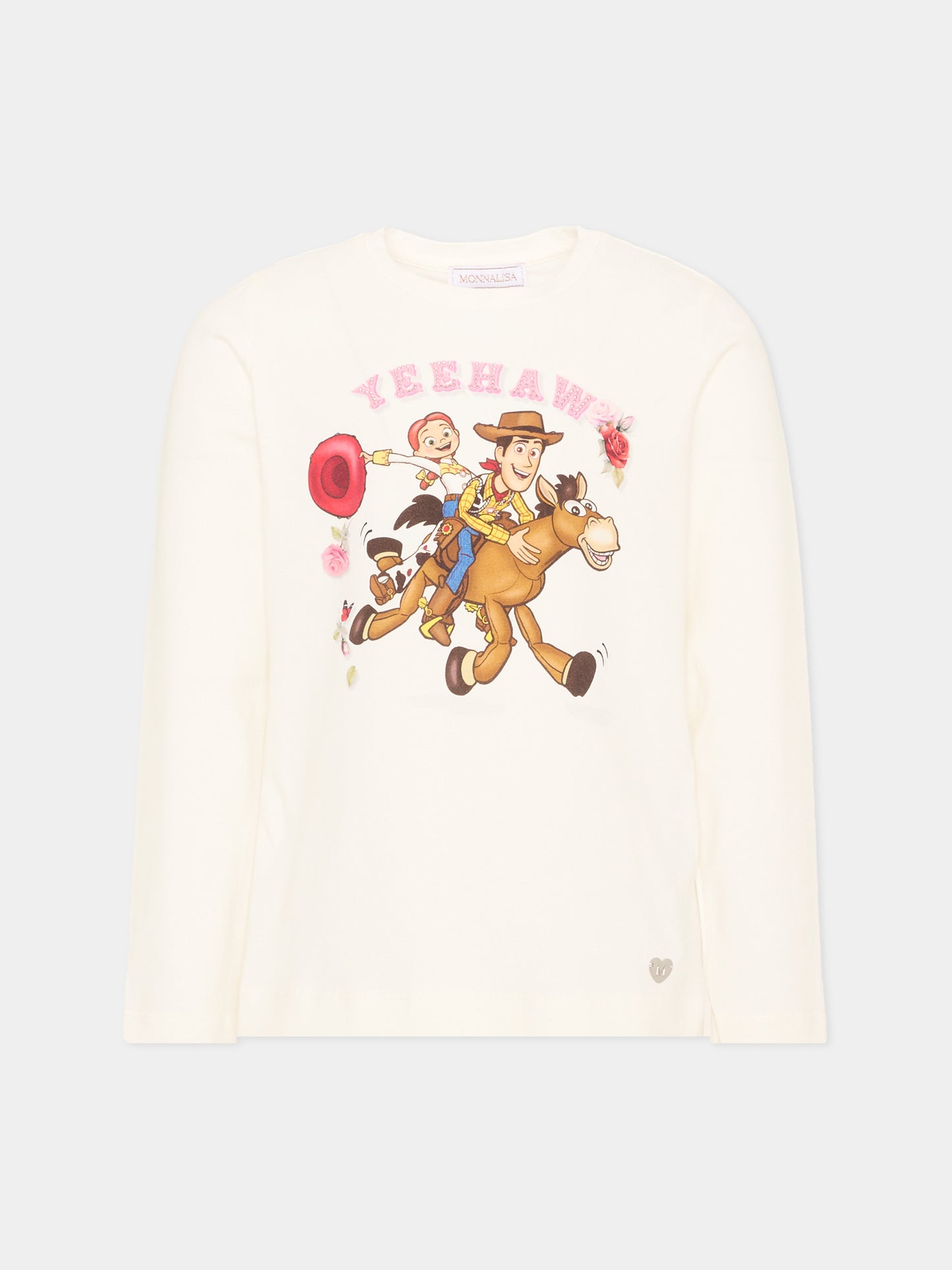 T-Shirt avorio per bambina con stampa Toy Story,Monnalisa,11H617 8201 0001
