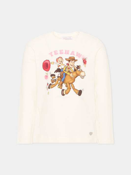 T-Shirt avorio per bambina con stampa Toy Story,Monnalisa,11H617 8201 0001