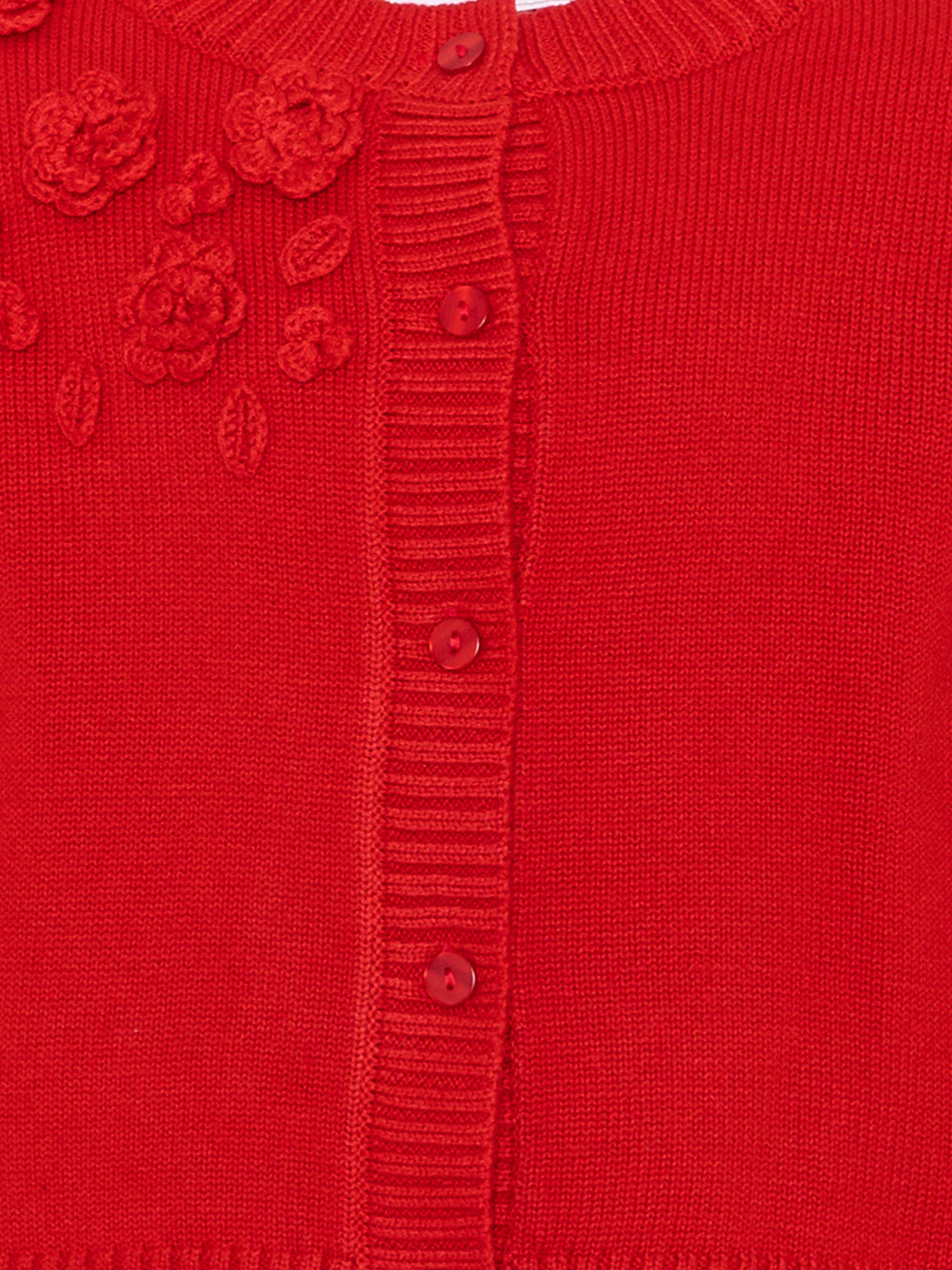 Cardigan rosso per bambina con fiori,Monnalisa,17H802 8062 0043