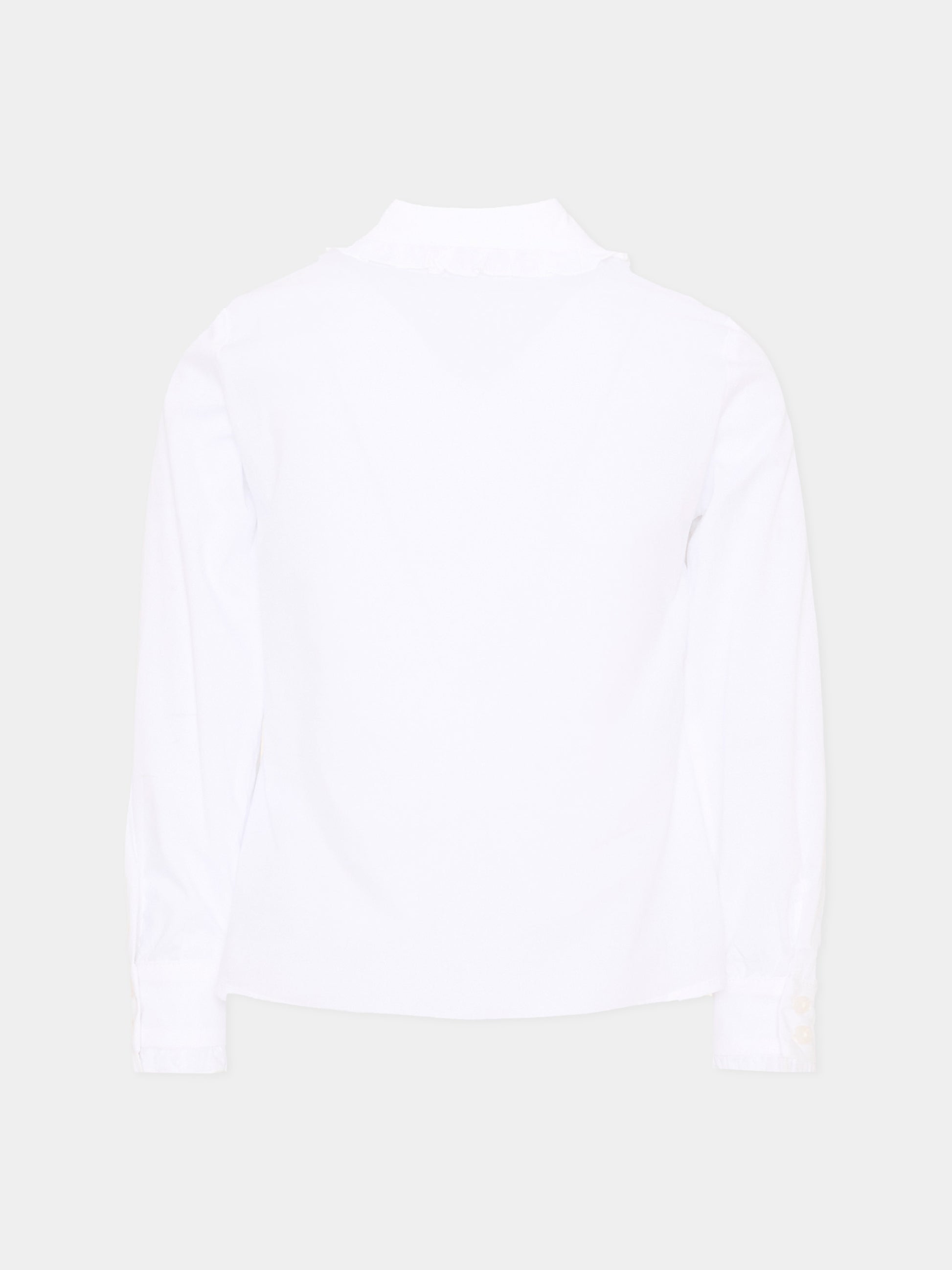Camicia bianca per bambina con fiocco,Monnalisa,18HANA 8153 9956