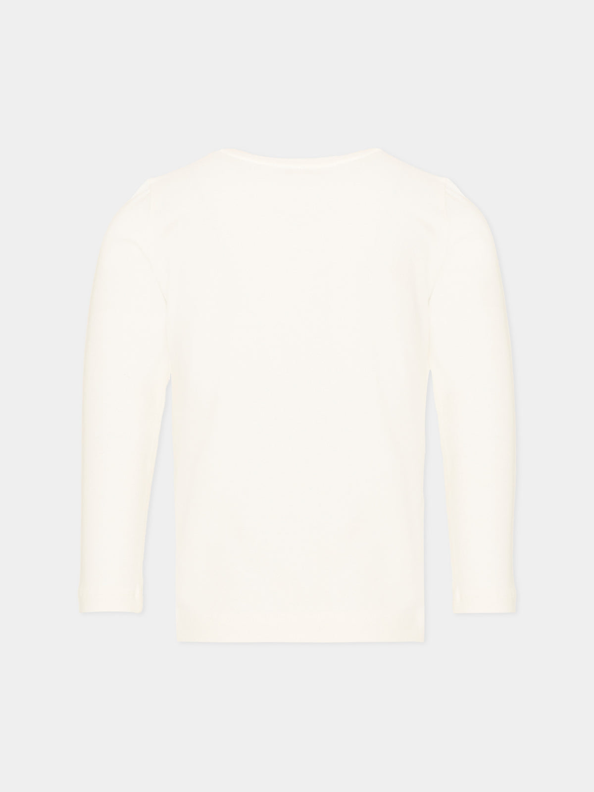 T-shirt avorio per bambina con orsetto,Monnalisa,19H607 8015 0132
