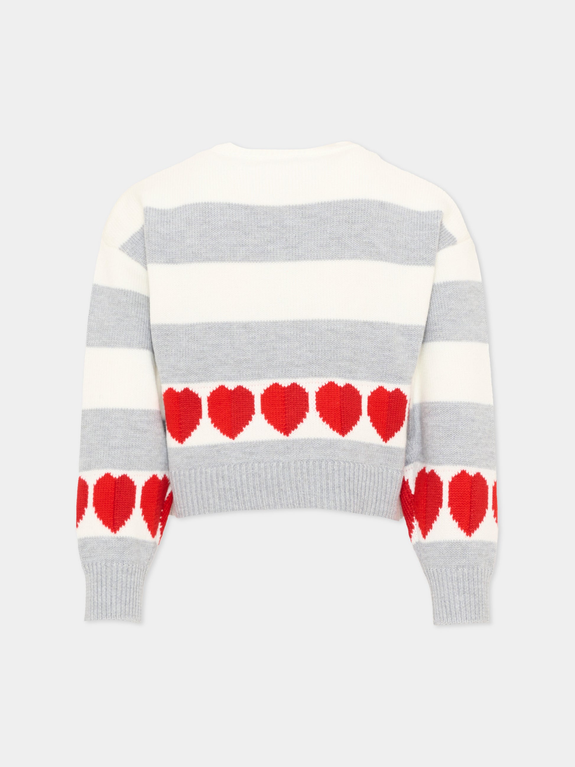 Maglione grigio per bambina con orsetto,Monnalisa,19H606 8062 0132