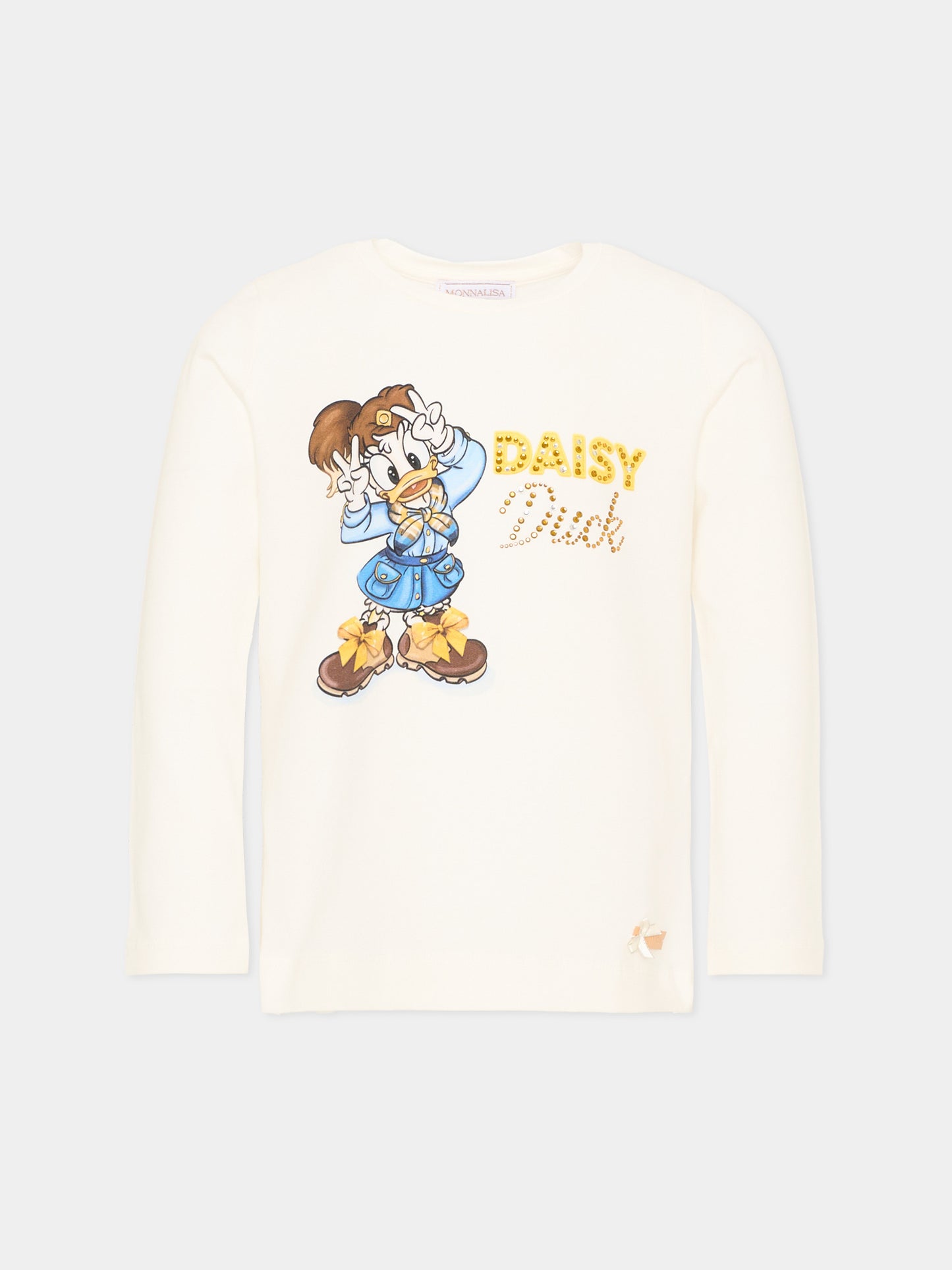 T-Shirt avorio per bambina con Daisy Duck,Monnalisa,11H622 8201 0156