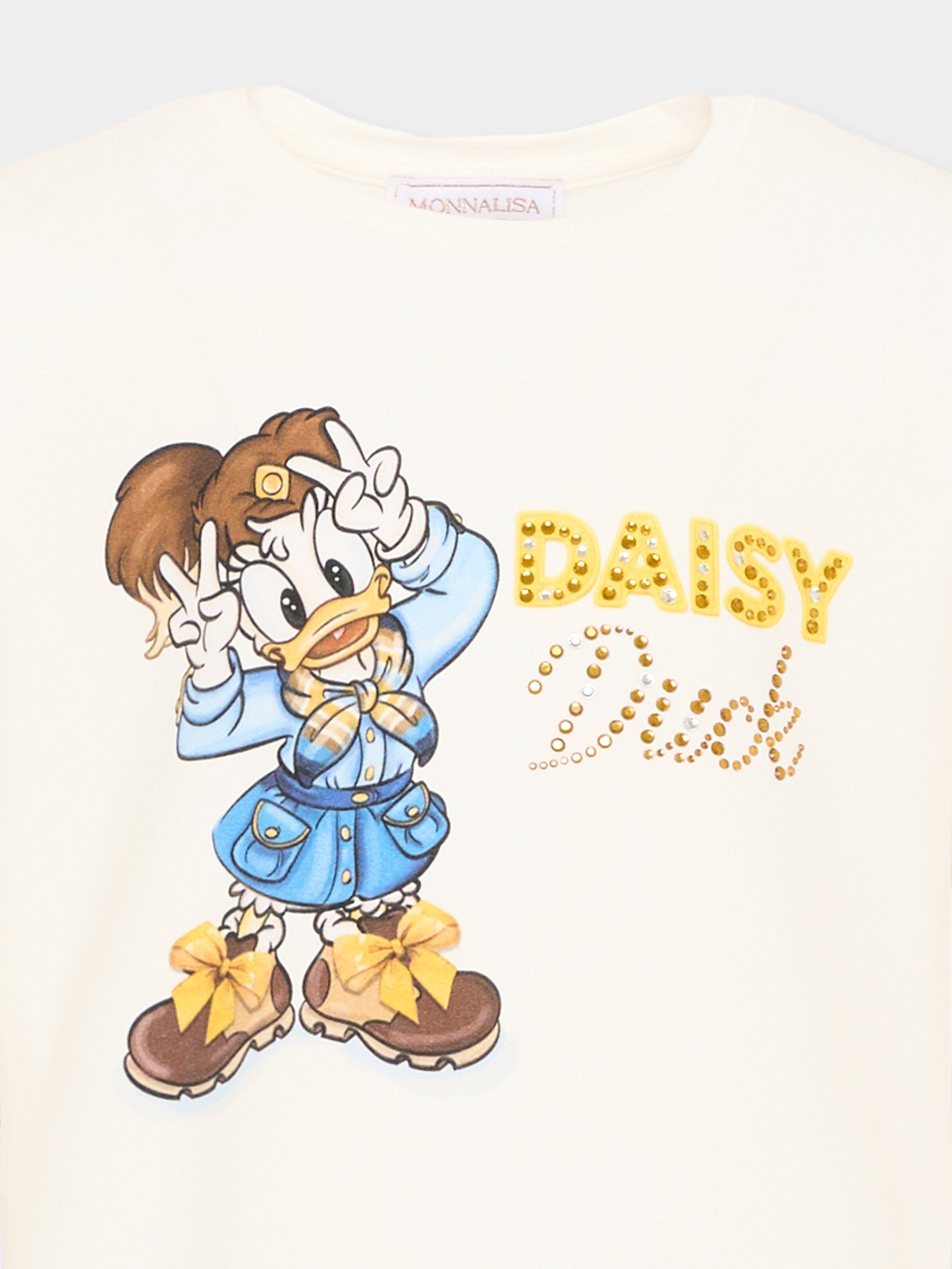 T-Shirt avorio per bambina con Daisy Duck,Monnalisa,11H622 8201 0156