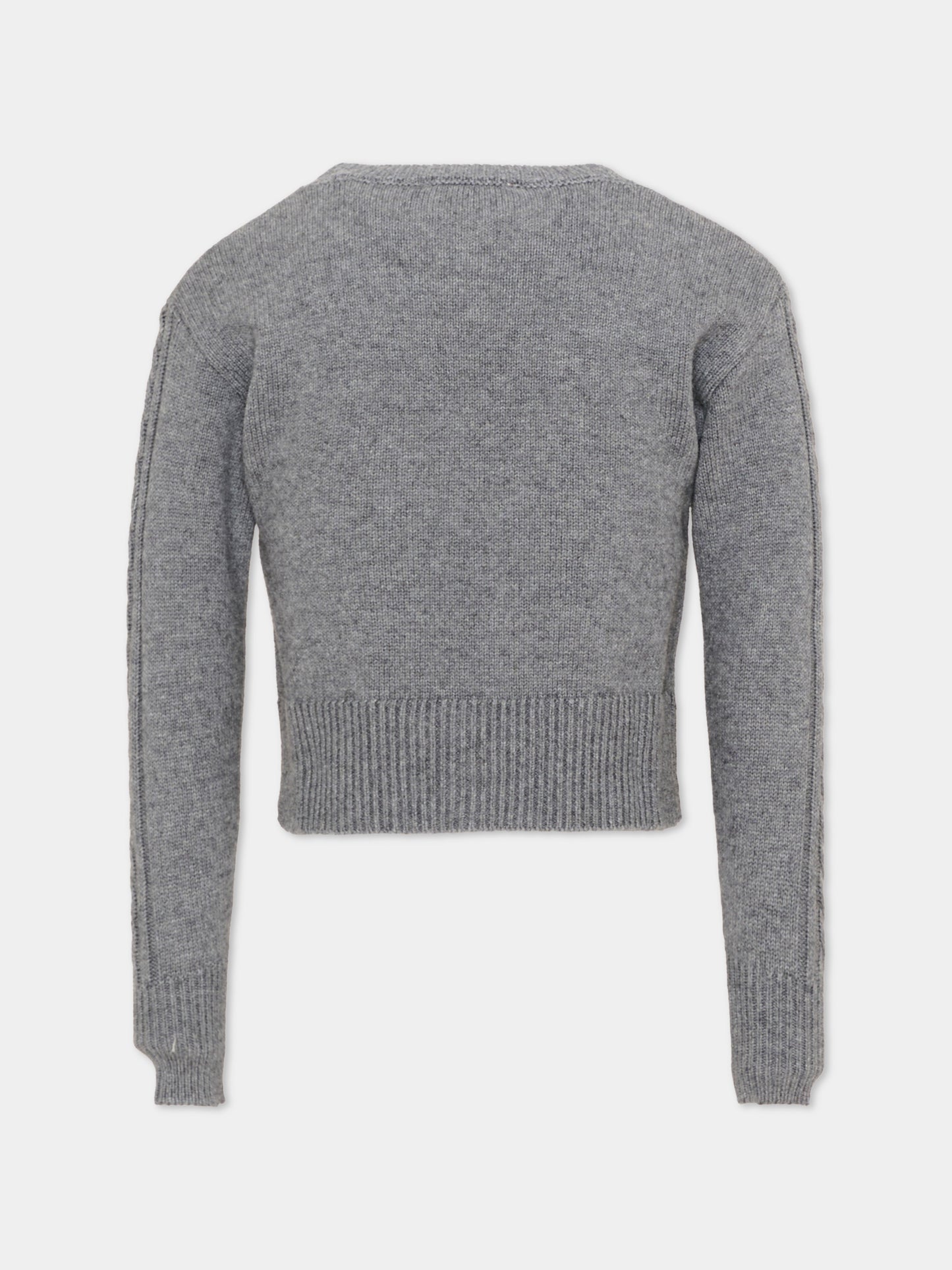 Maglione grigio per bambina con perline,Monnalisa,79H608 8060 3275