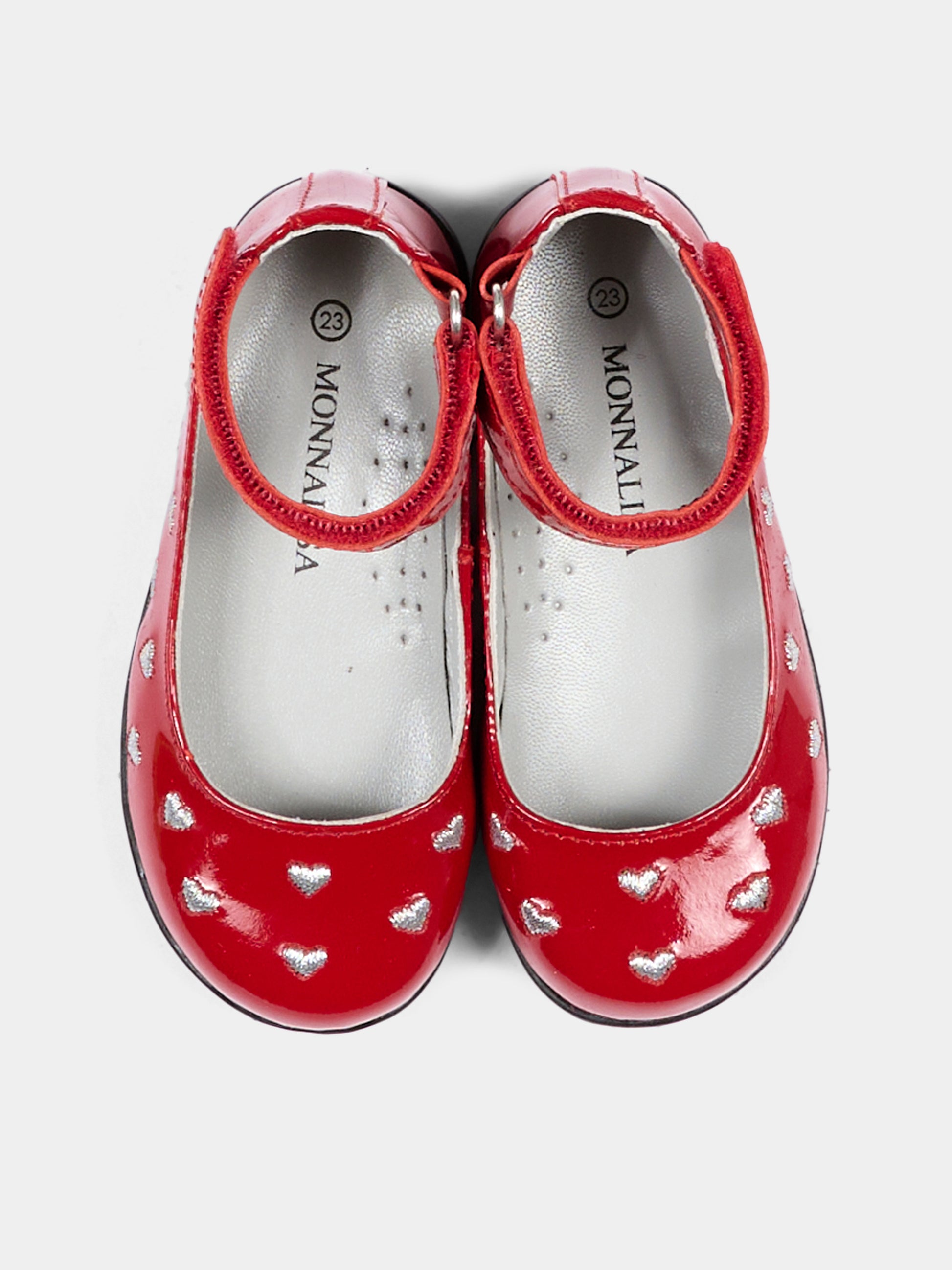 Ballerine rosse per bambina con cuori,Monnalisa,83H005 8784 0043