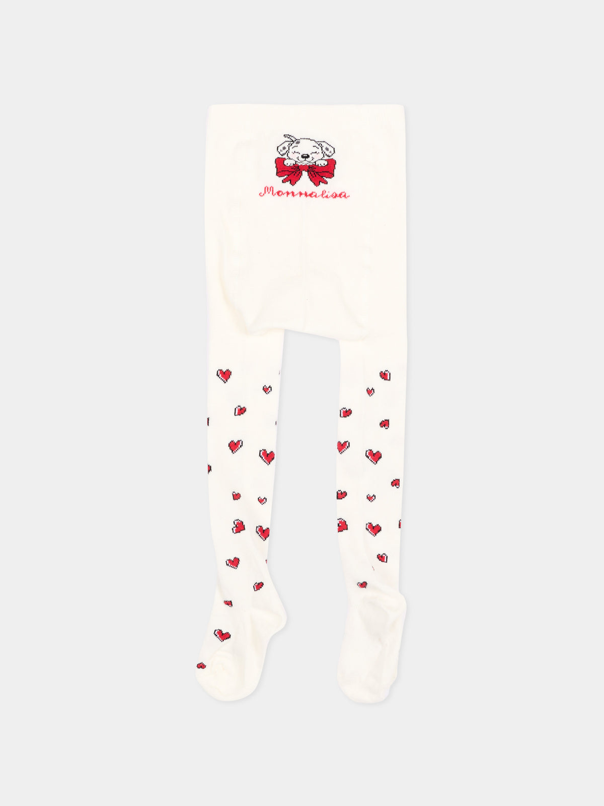 Collant avorio per neonata con cuori,Monnalisa,39H009 8082 0143